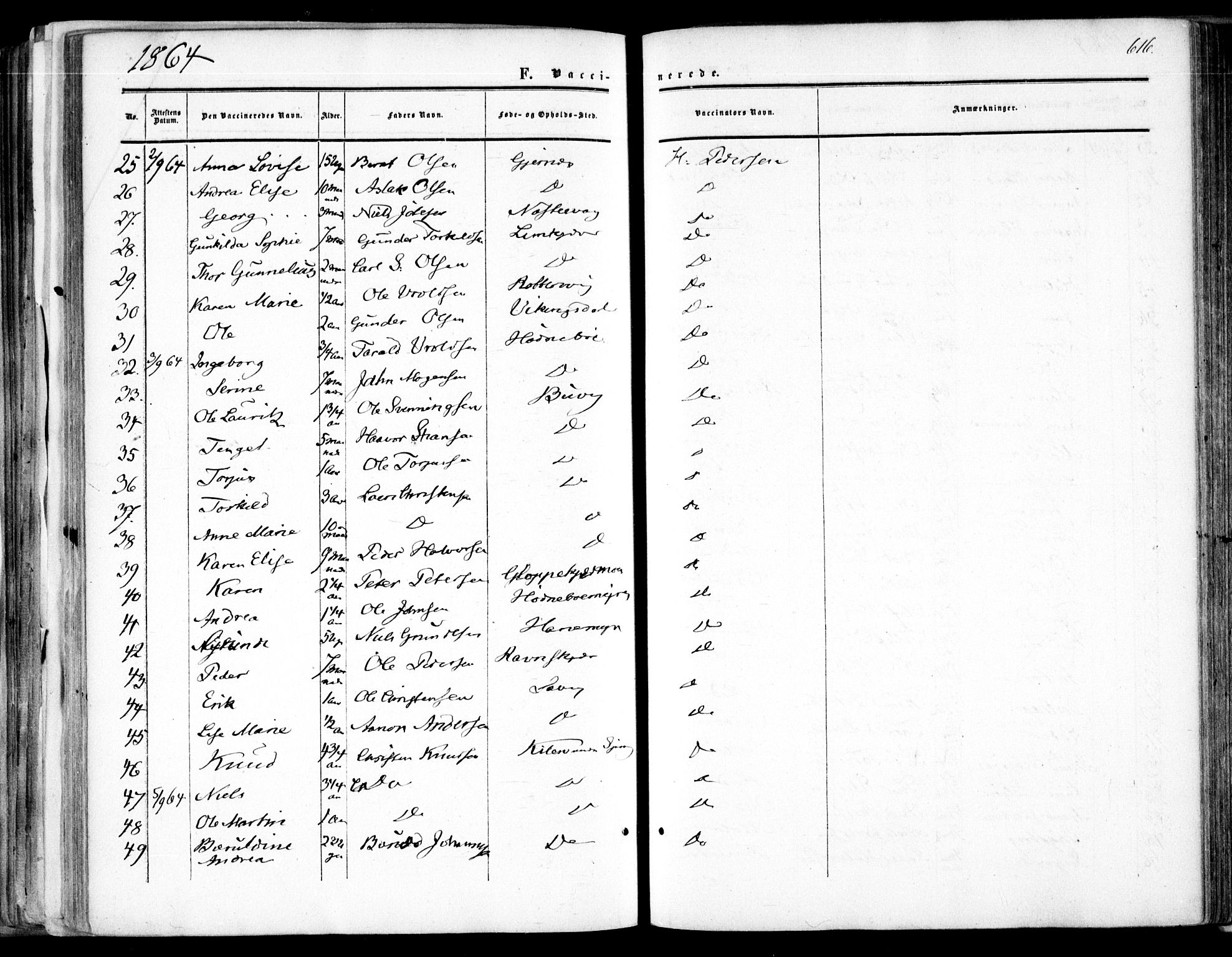 Søndeled sokneprestkontor, SAK/1111-0038/F/Fa/L0003: Parish register (official) no. A 3, 1861-1879, p. 616