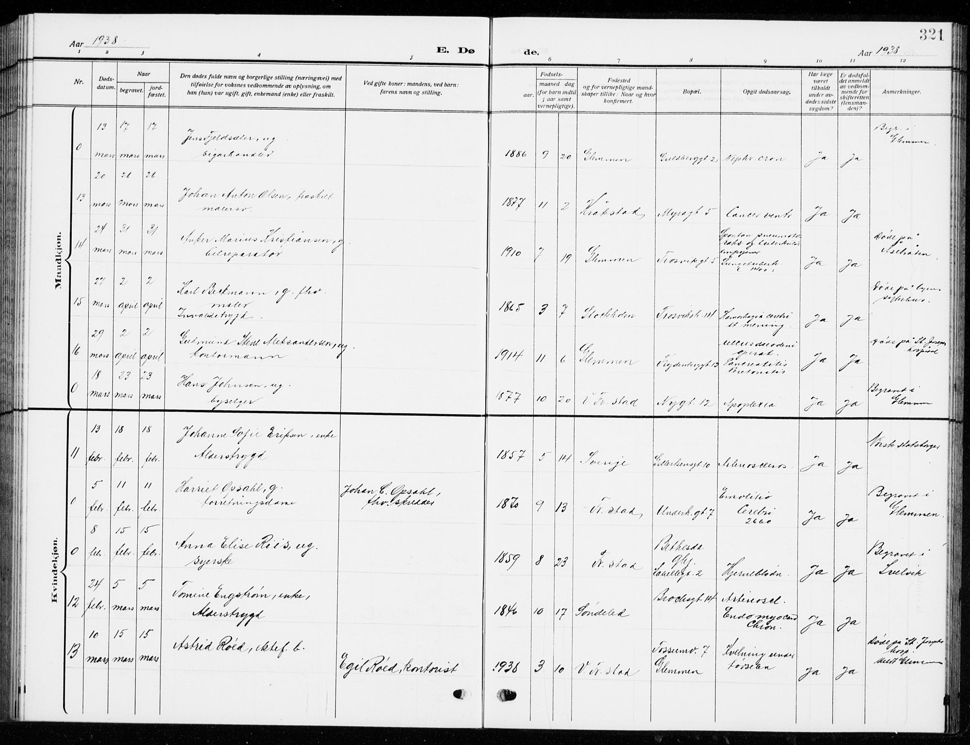 Fredrikstad domkirkes prestekontor Kirkebøker, AV/SAO-A-10906/G/Ga/L0004: Parish register (copy) no. 4, 1910-1944, p. 321