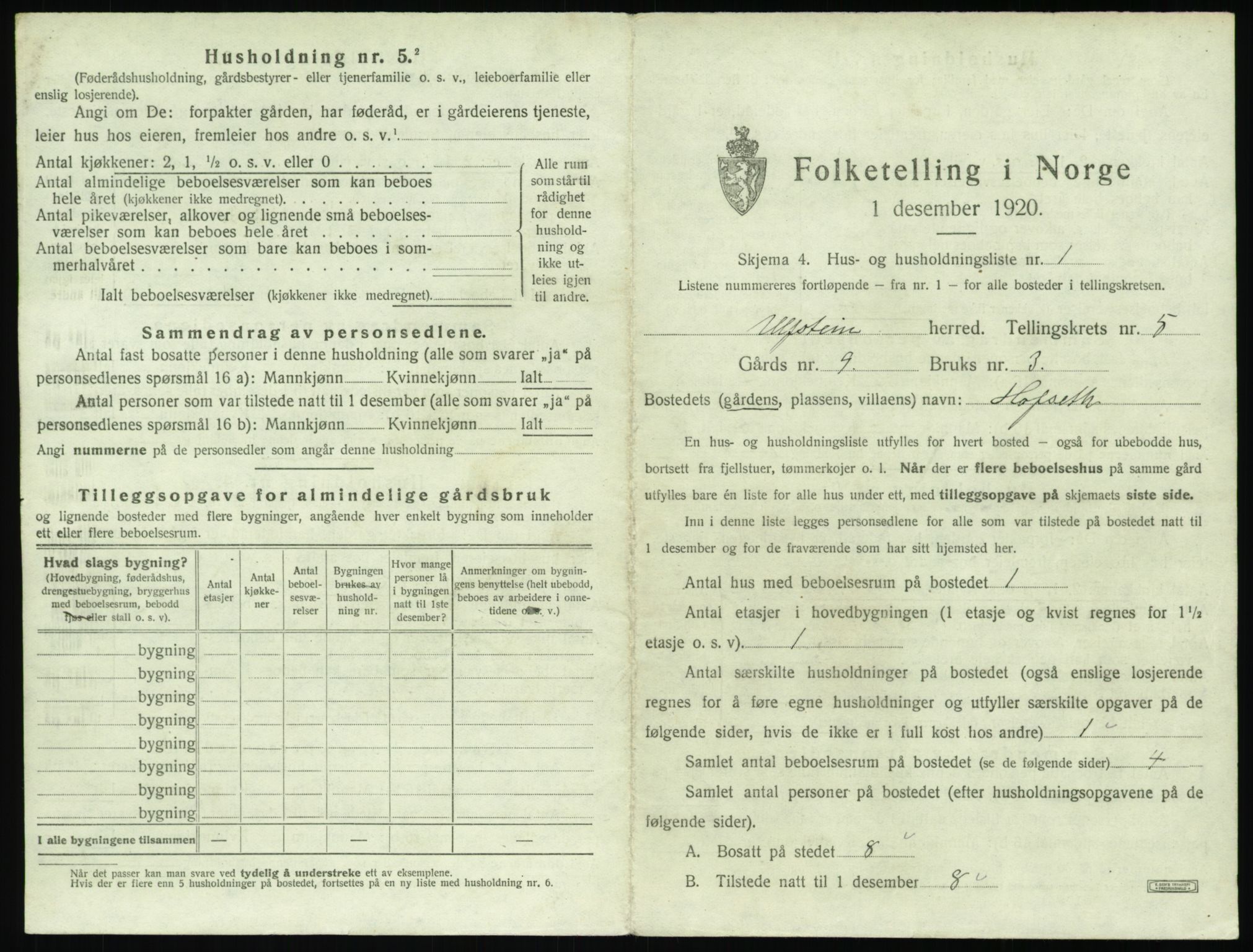 SAT, 1920 census for Ulstein, 1920, p. 356