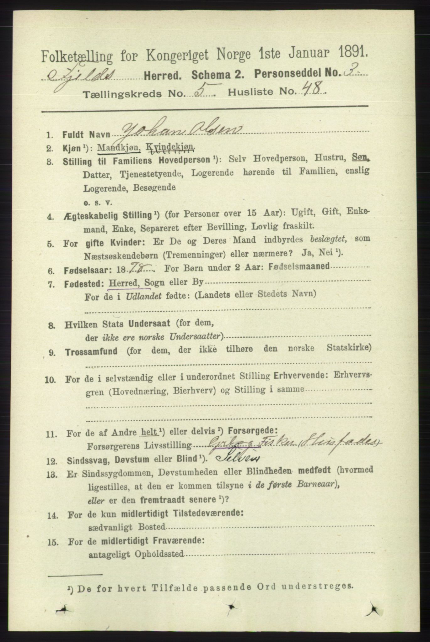 RA, 1891 census for 1246 Fjell, 1891, p. 2817