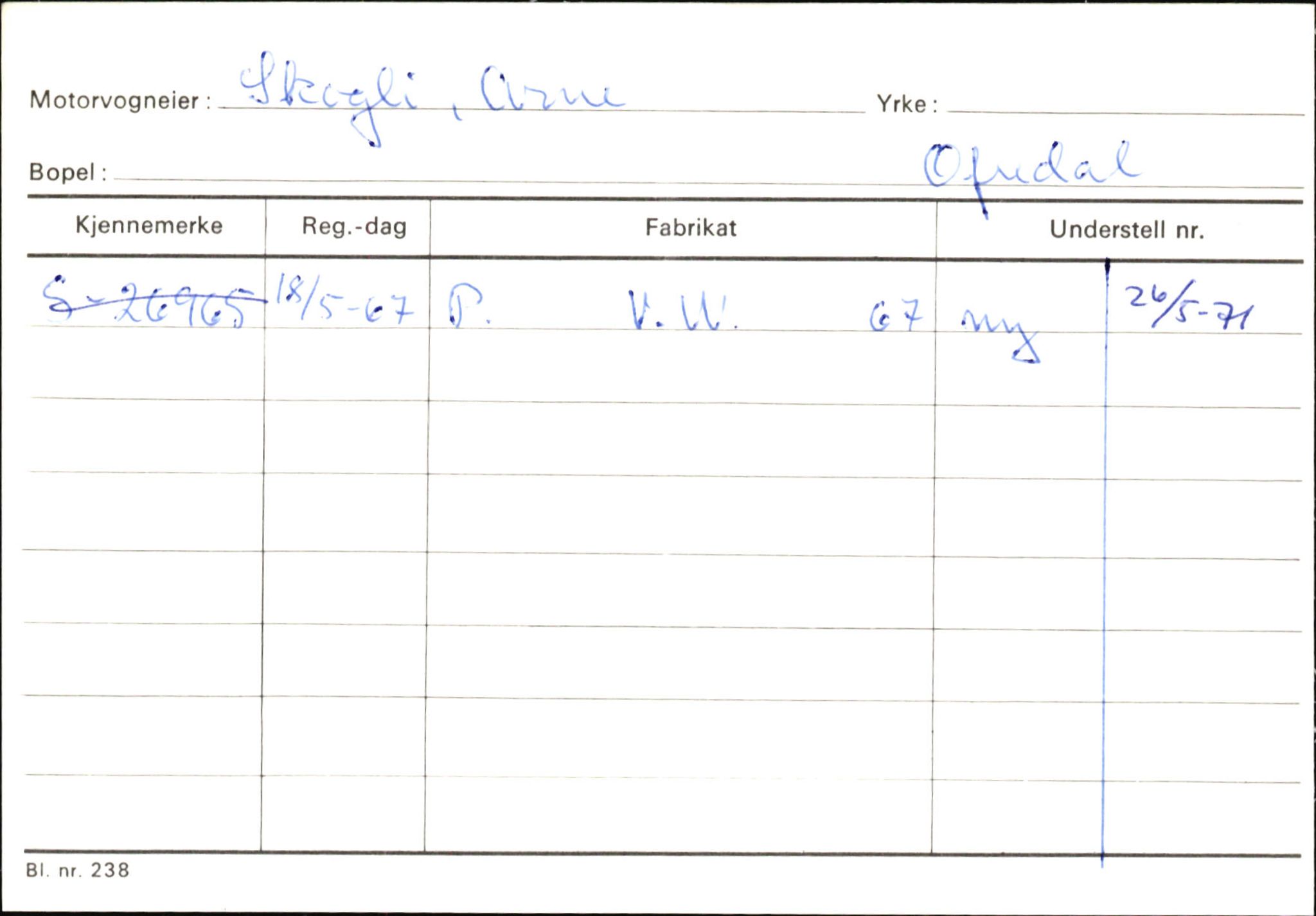 Statens vegvesen, Sogn og Fjordane vegkontor, AV/SAB-A-5301/4/F/L0146: Registerkort Årdal R-Å samt diverse kort, 1945-1975, p. 420