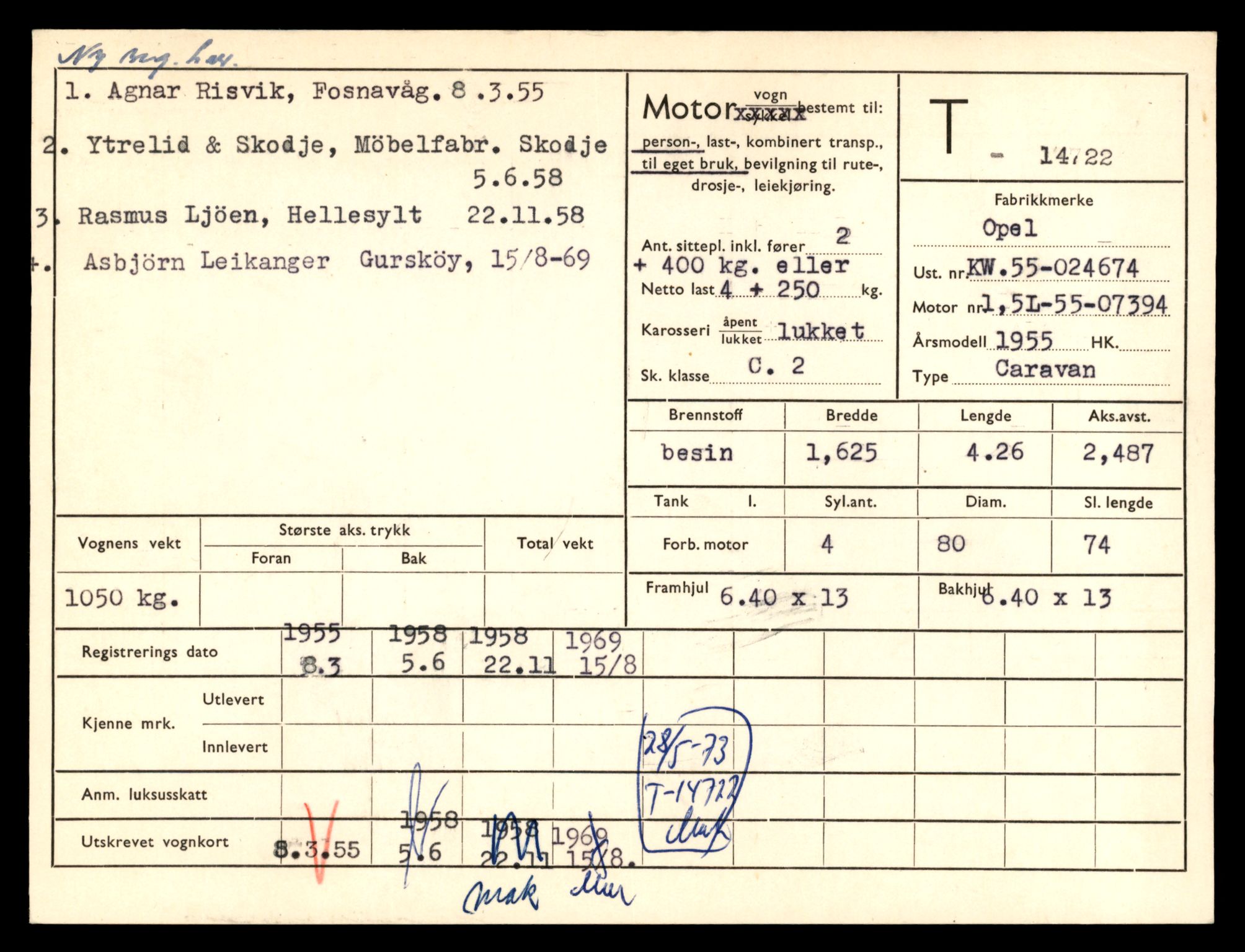 Møre og Romsdal vegkontor - Ålesund trafikkstasjon, AV/SAT-A-4099/F/Fe/L0048: Registreringskort for kjøretøy T 14721 - T 14863, 1927-1998, p. 33