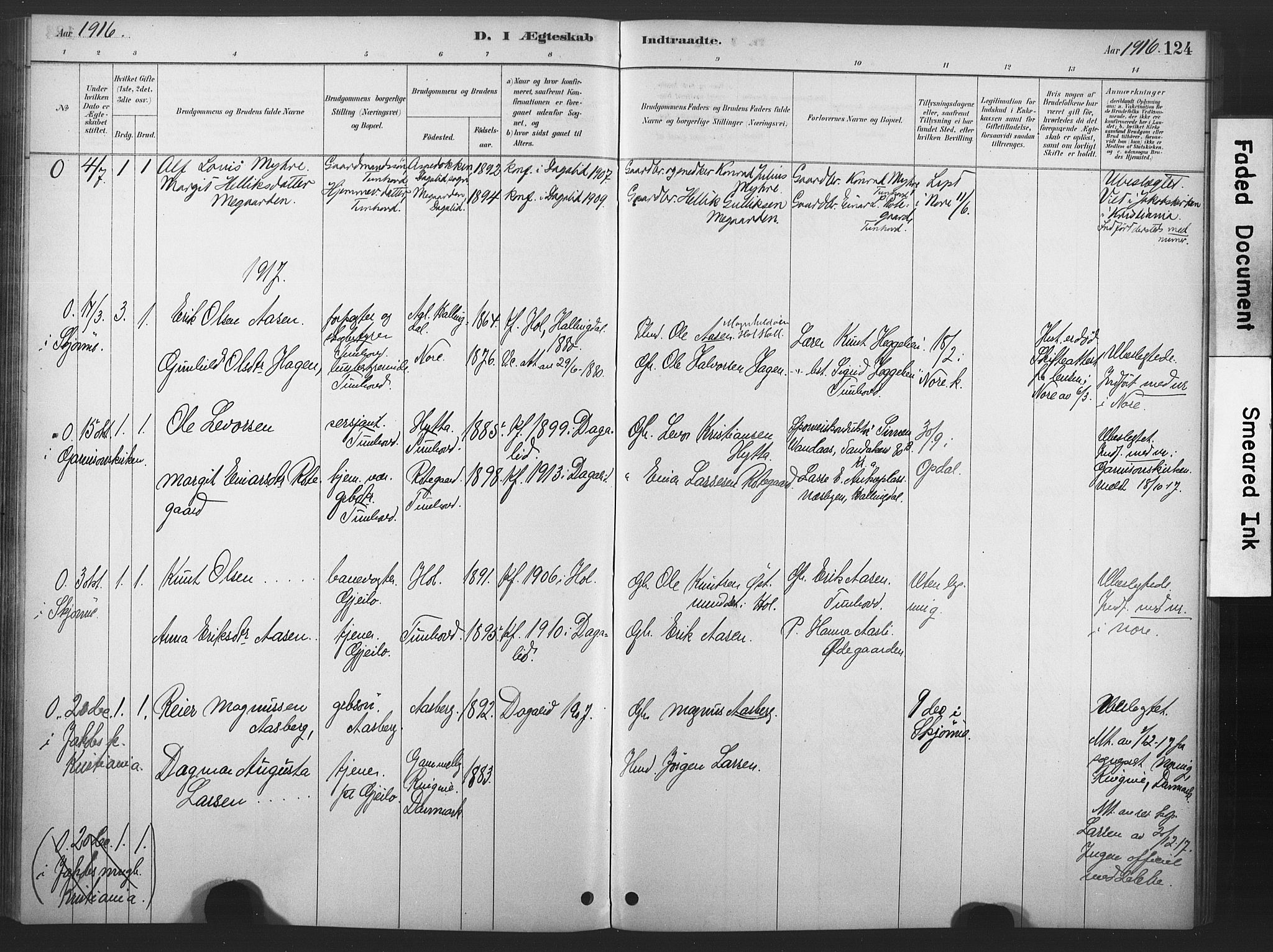 Nore kirkebøker, AV/SAKO-A-238/F/Fd/L0001: Parish register (official) no. IV 1, 1878-1918, p. 124