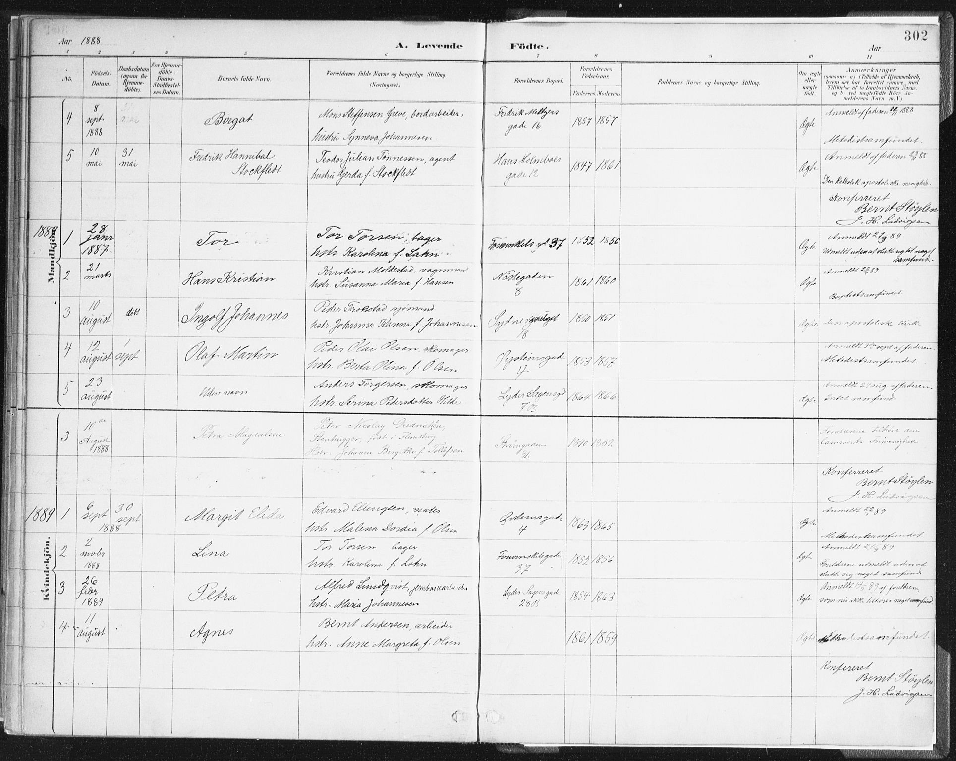 Johanneskirken sokneprestembete, SAB/A-76001/H/Haa/L0001: Parish register (official) no. A 1, 1885-1900, p. 302