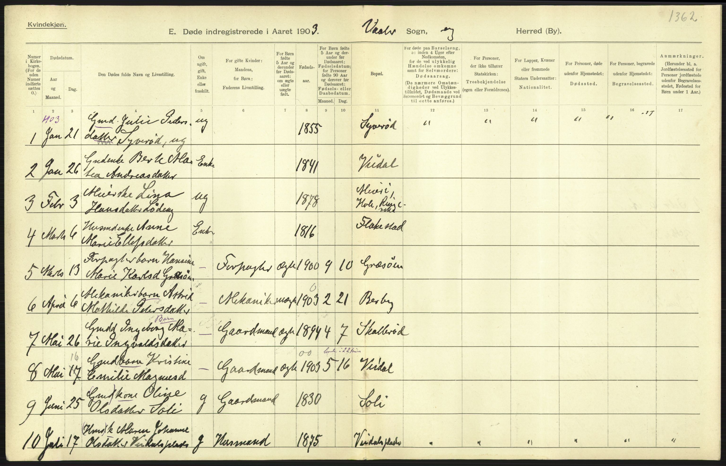 Statistisk sentralbyrå, Sosiodemografiske emner, Befolkning, AV/RA-S-2228/D/Df/Dfa/Dfaa/L0001: Smålenenes amt: Fødte, gifte, døde, 1903, p. 837