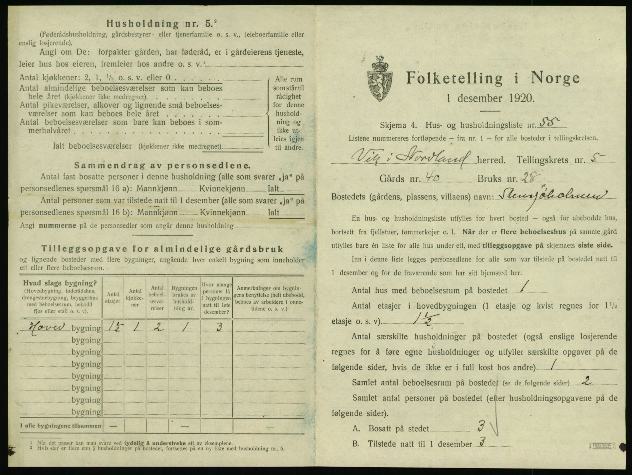 SAT, 1920 census for Vik, 1920, p. 453