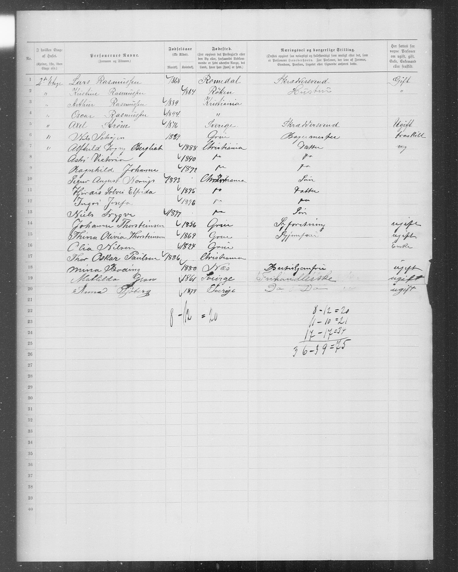 OBA, Municipal Census 1899 for Kristiania, 1899, p. 10123