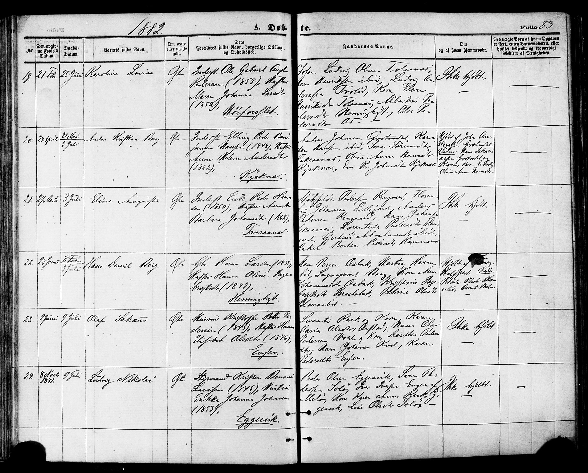 Ministerialprotokoller, klokkerbøker og fødselsregistre - Nordland, SAT/A-1459/846/L0645: Parish register (official) no. 846A03, 1872-1886, p. 83