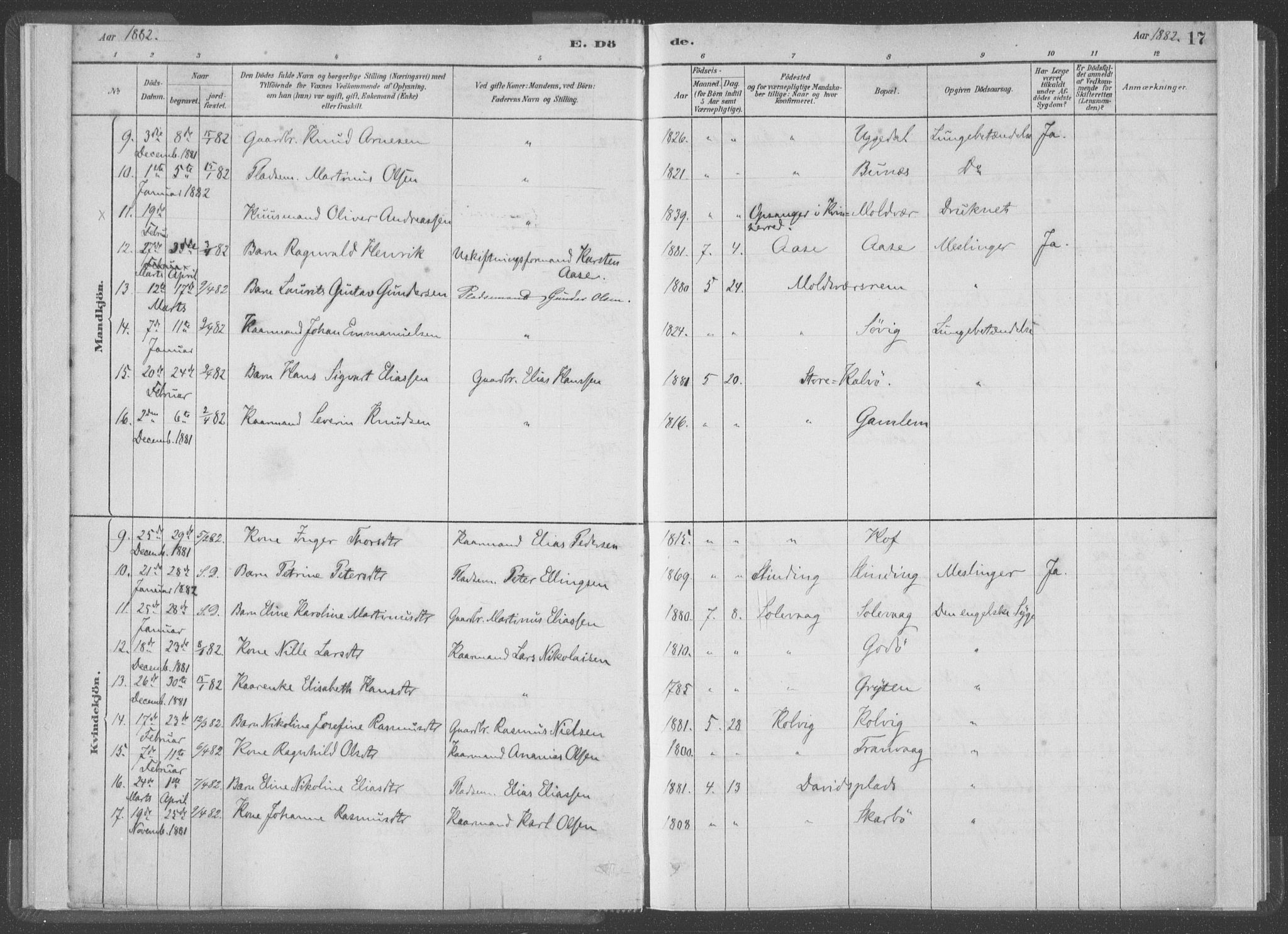 Ministerialprotokoller, klokkerbøker og fødselsregistre - Møre og Romsdal, AV/SAT-A-1454/528/L0403: Parish register (official) no. 528A13I, 1880-1947, p. 17