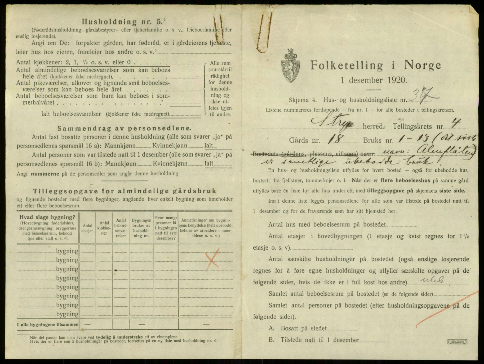 SAB, 1920 census for Stryn, 1920, p. 236