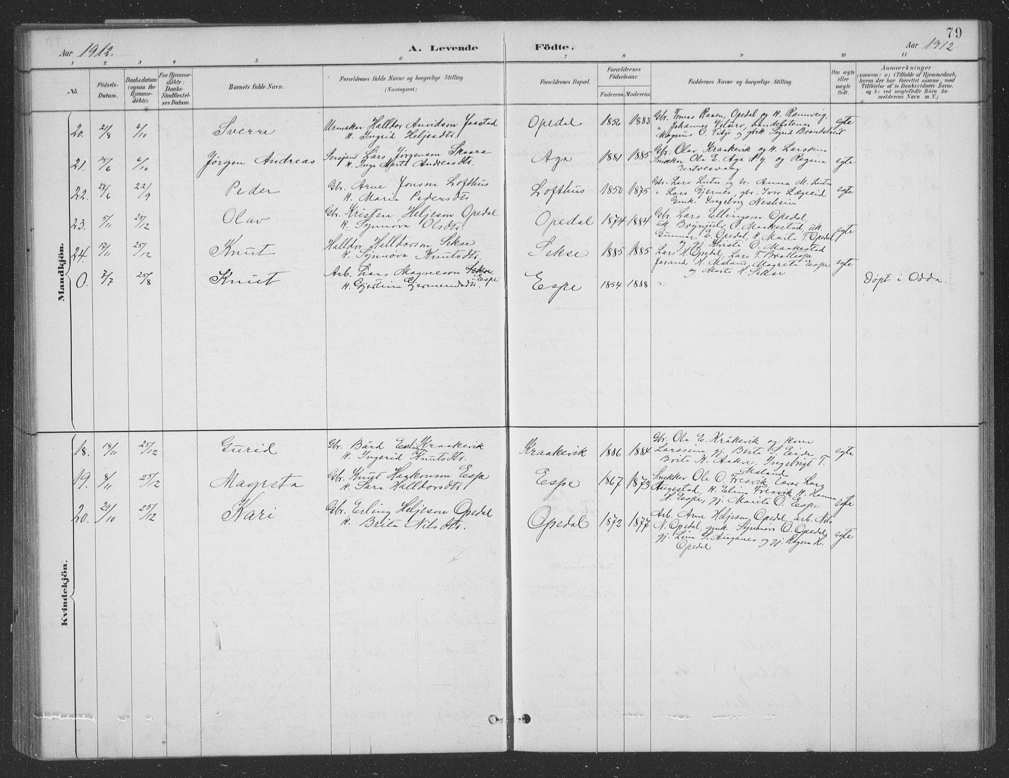 Ullensvang sokneprestembete, SAB/A-78701/H/Hab: Parish register (copy) no. B 11, 1887-1939, p. 79