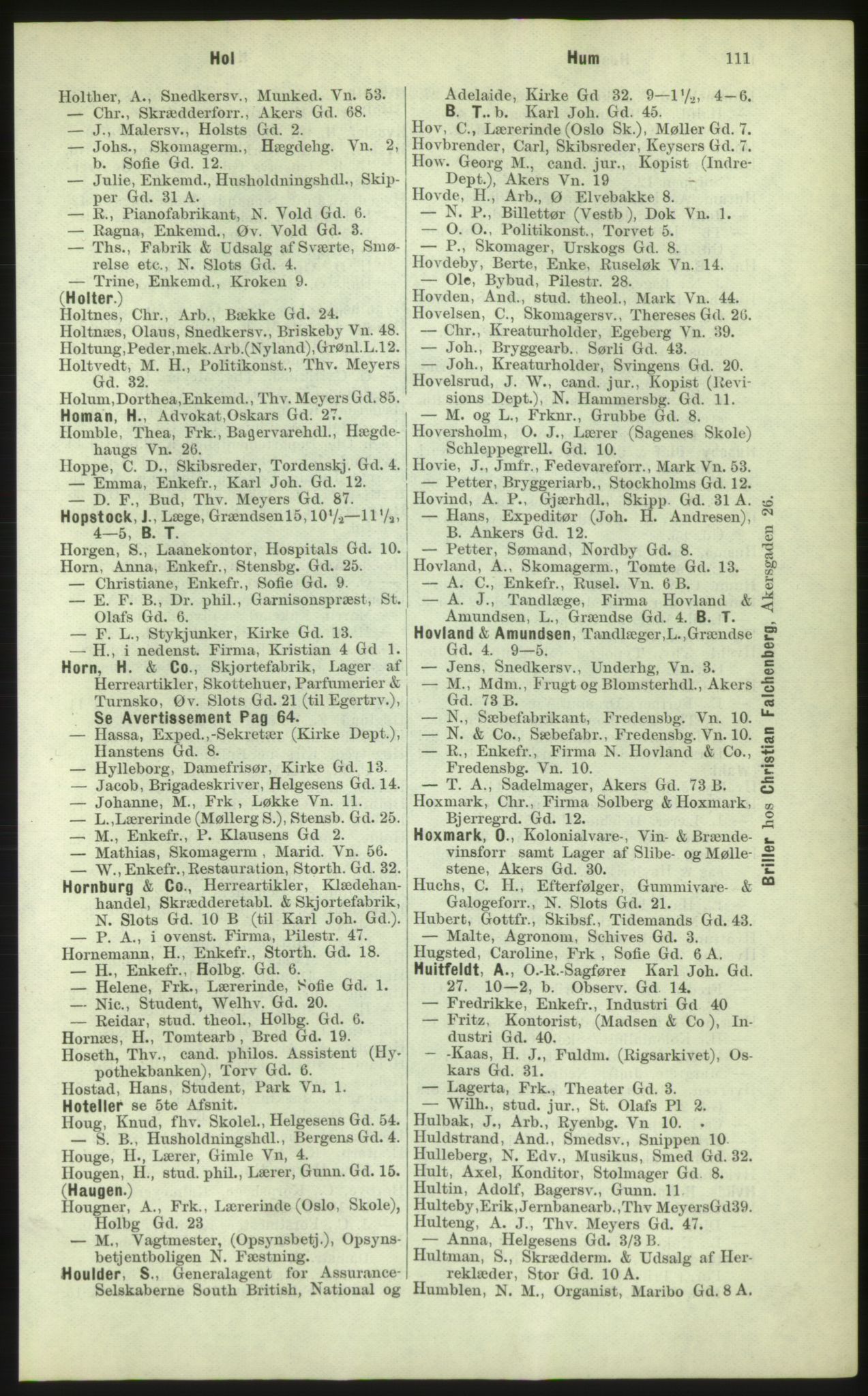 Kristiania/Oslo adressebok, PUBL/-, 1884, p. 111