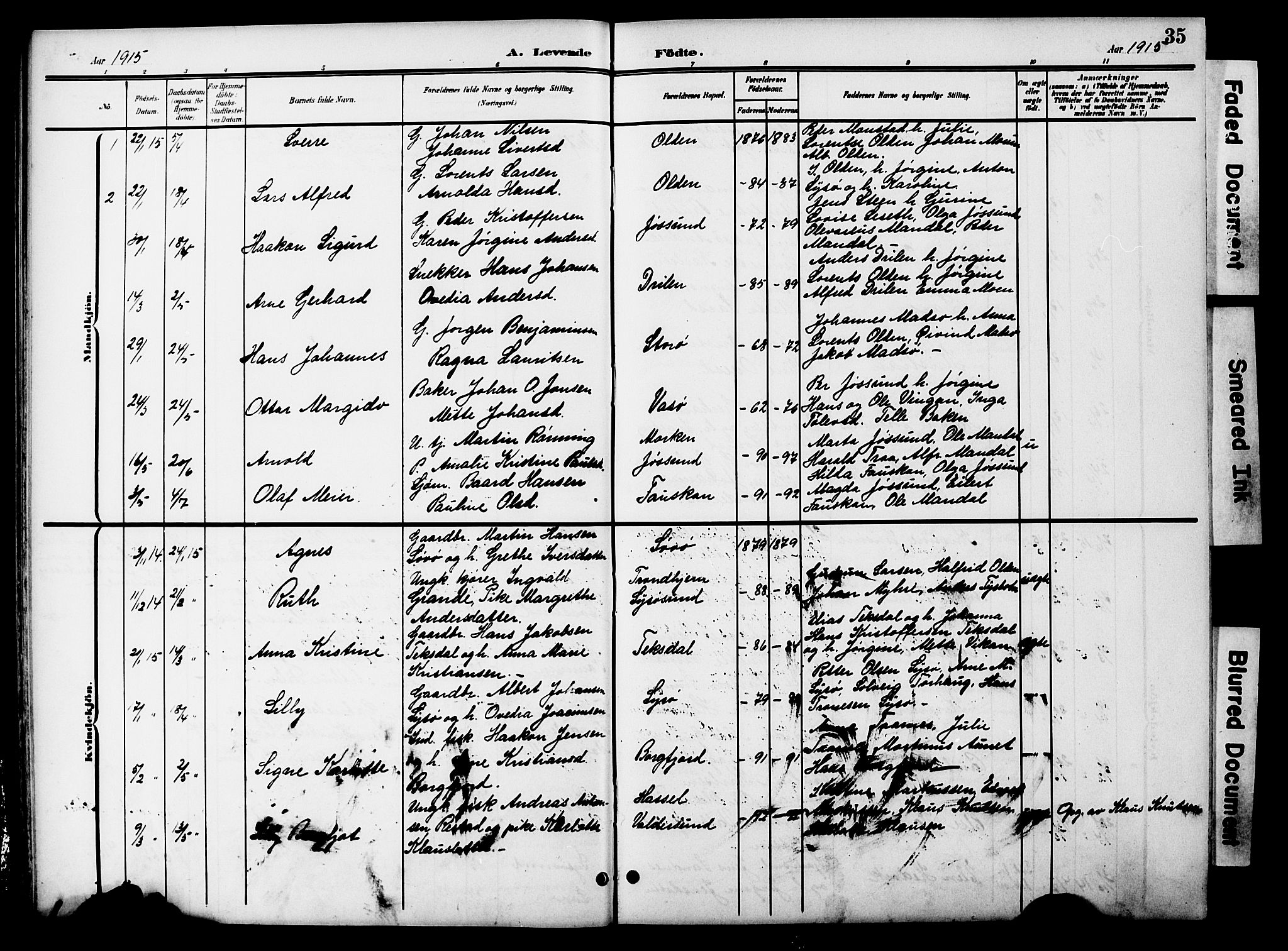 Ministerialprotokoller, klokkerbøker og fødselsregistre - Sør-Trøndelag, SAT/A-1456/654/L0666: Parish register (copy) no. 654C02, 1901-1925, p. 35