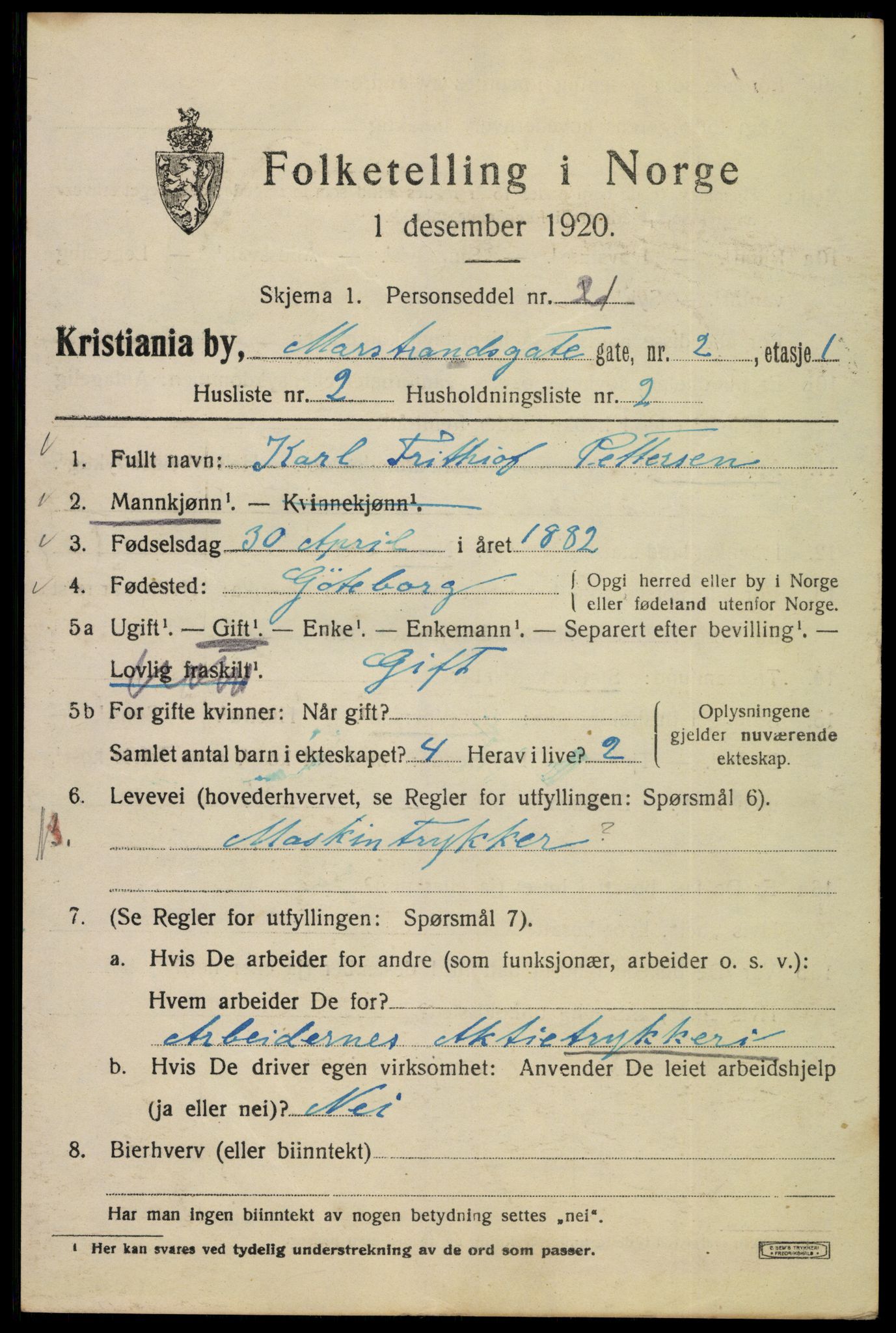 SAO, 1920 census for Kristiania, 1920, p. 392159