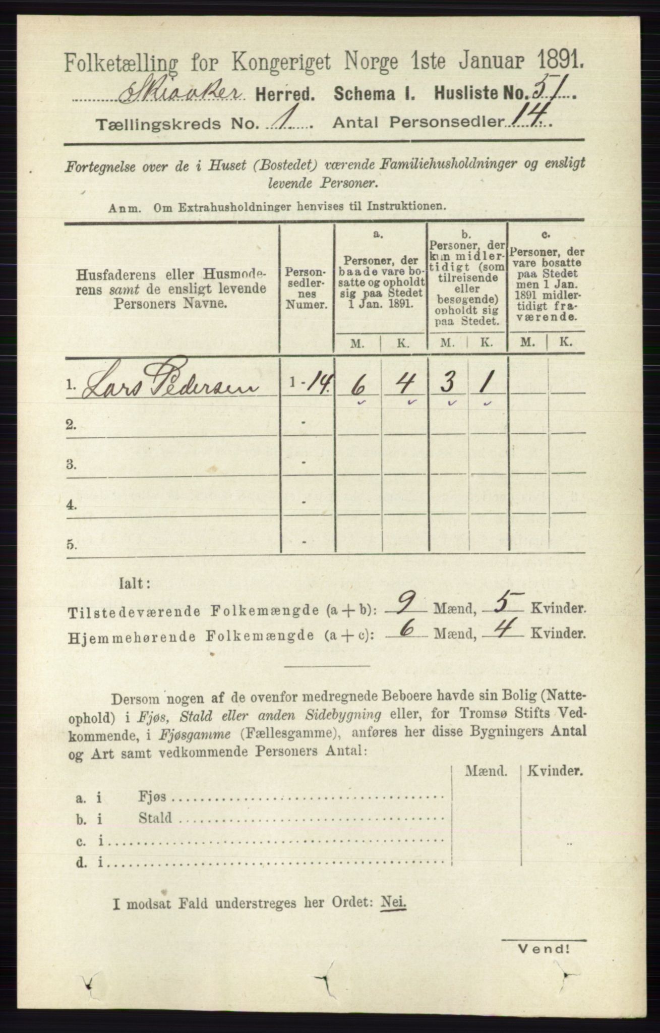 RA, 1891 census for 0513 Skjåk, 1891, p. 74