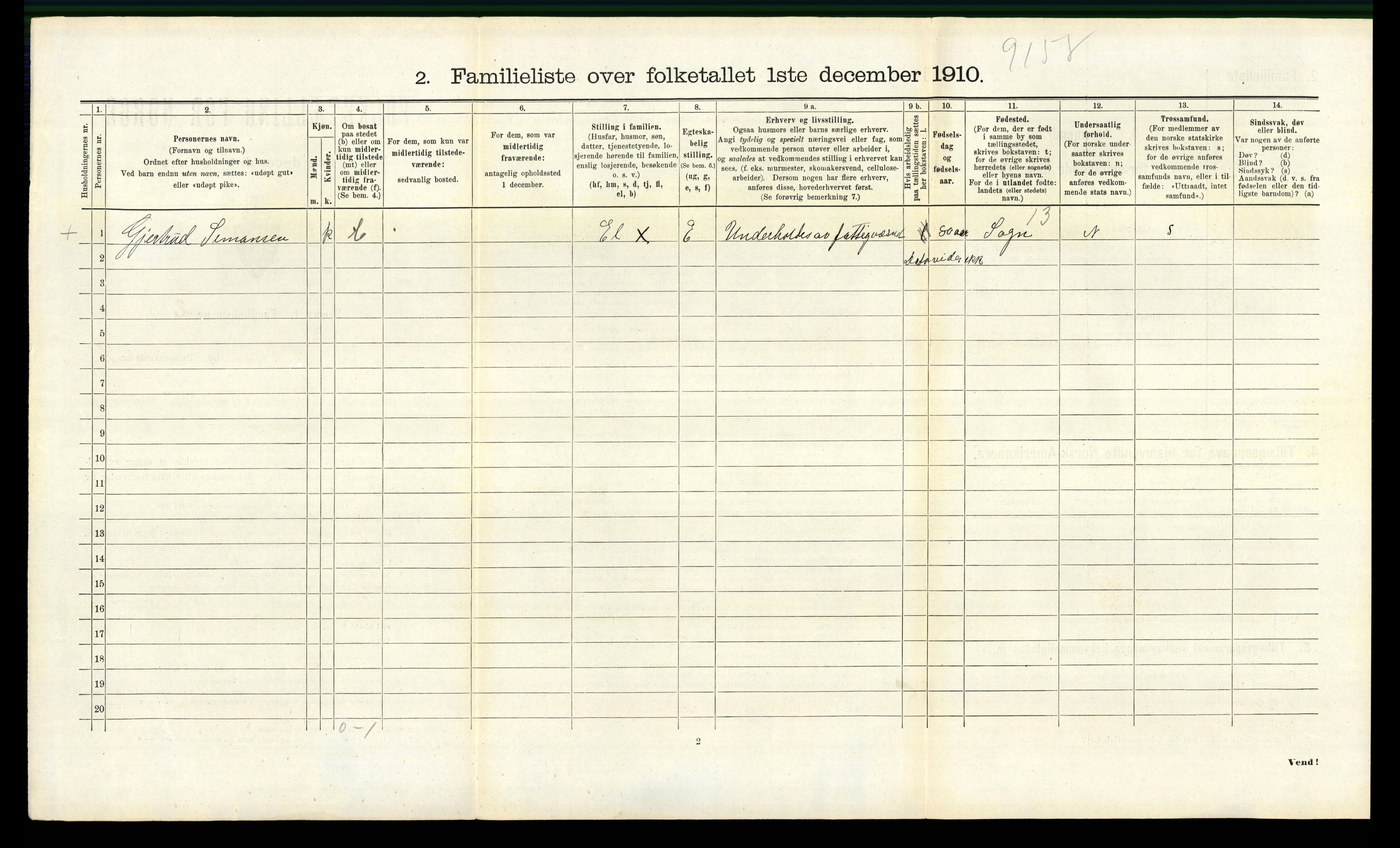 RA, 1910 census for Bodø, 1910, p. 2516