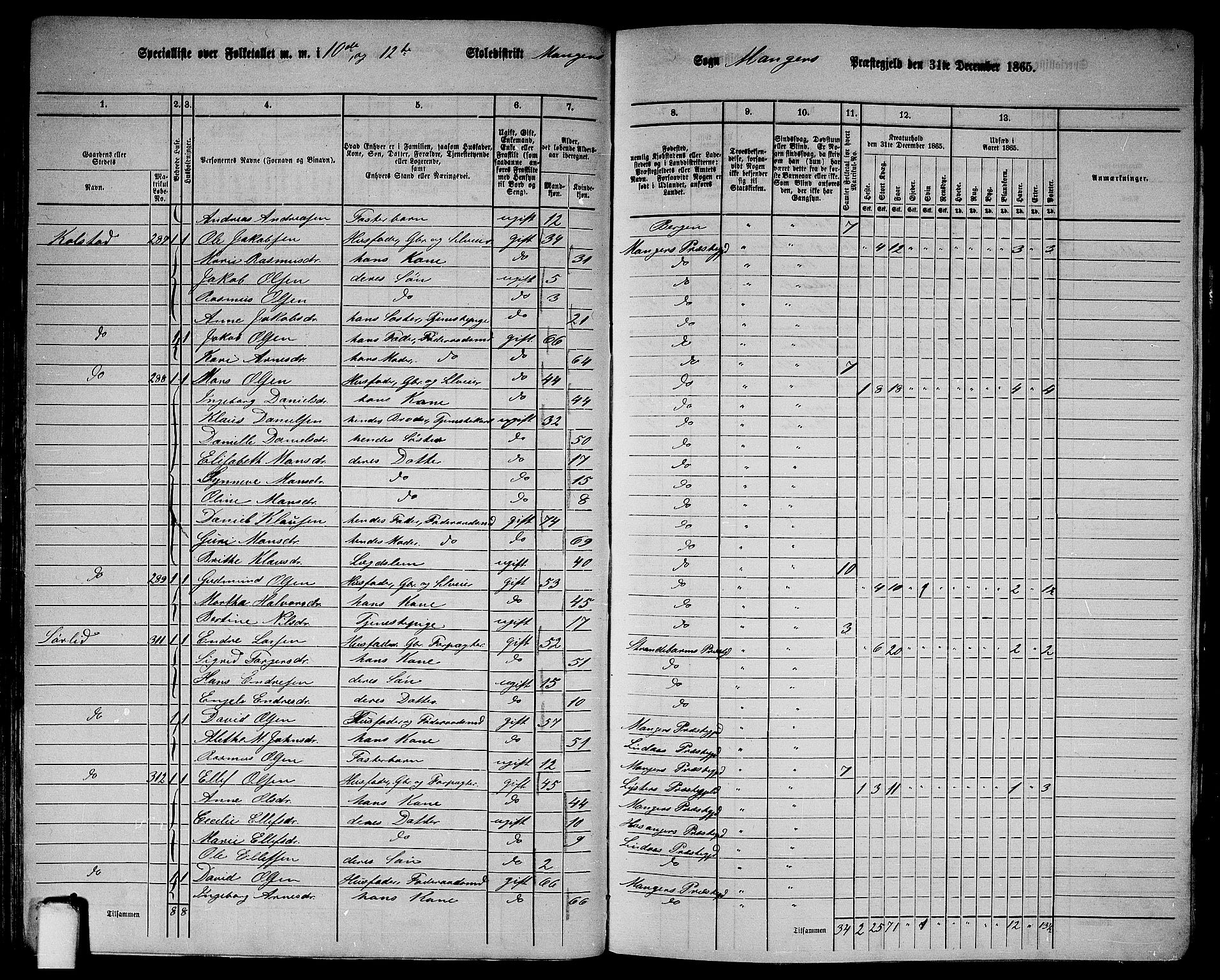 RA, 1865 census for Manger, 1865, p. 69