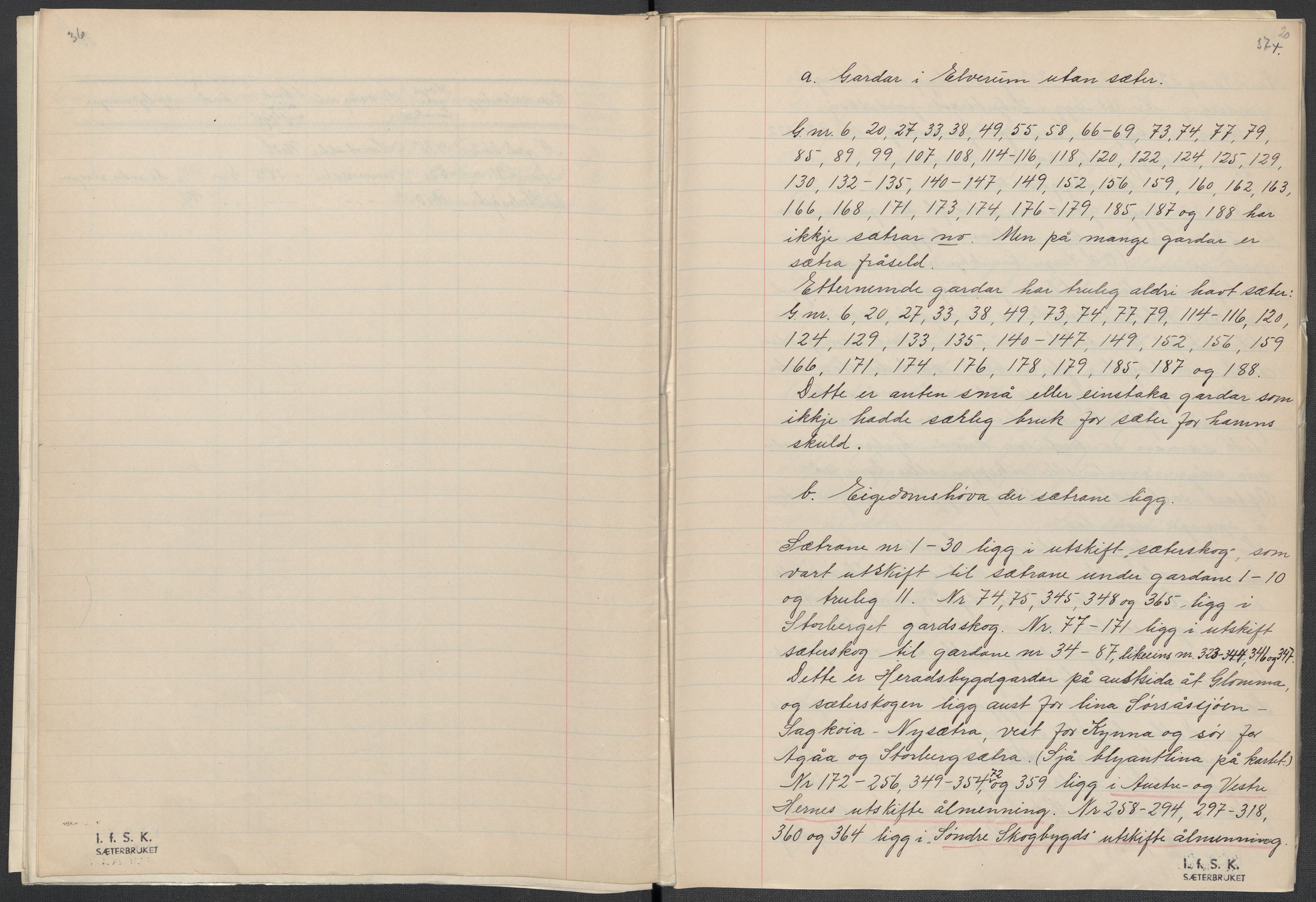 Instituttet for sammenlignende kulturforskning, AV/RA-PA-0424/F/Fc/L0003/0002: Eske B3: / Hedmark (perm V), 1934-1937, p. 20