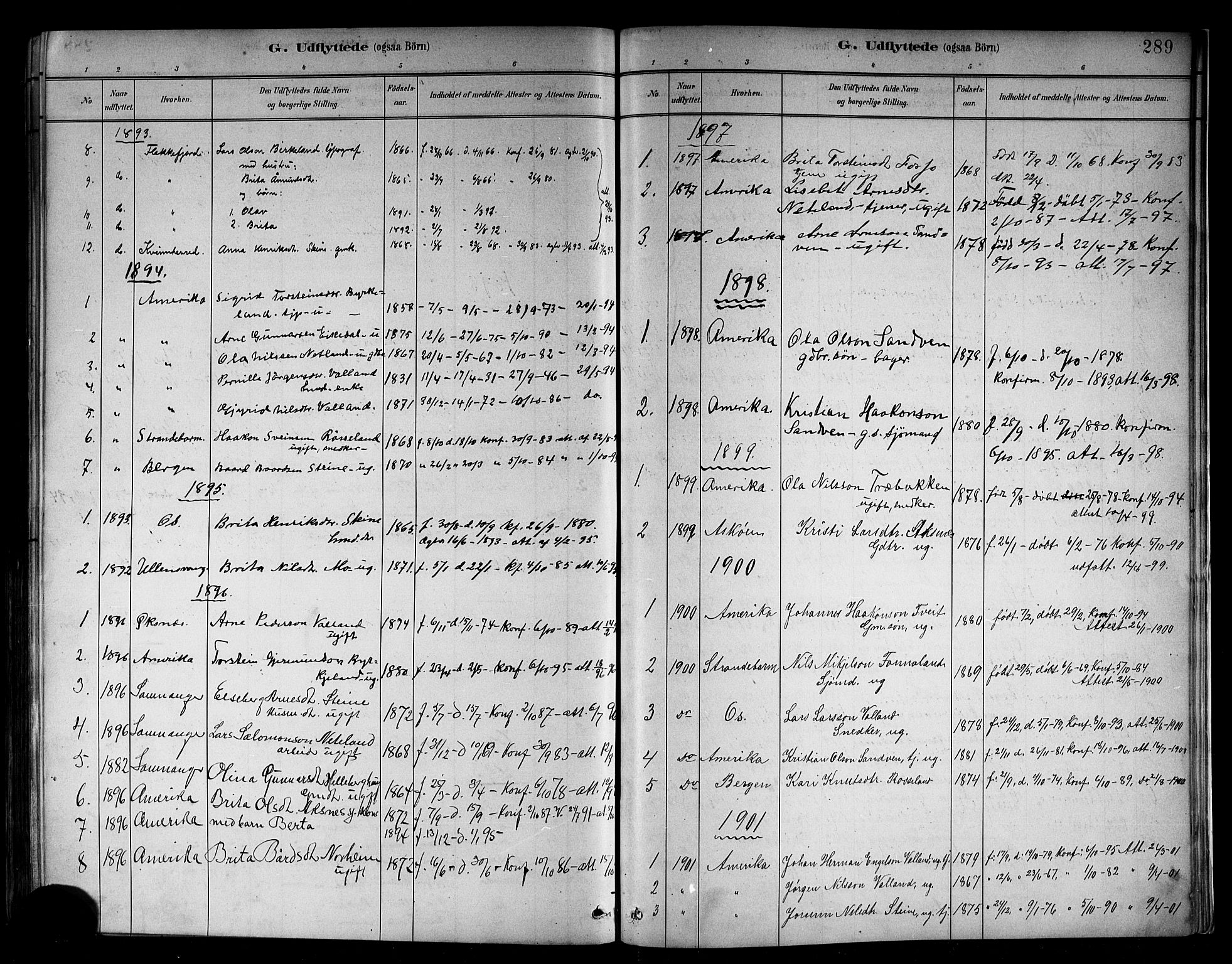 Kvam sokneprestembete, SAB/A-76201/H/Hab: Parish register (copy) no. B 3, 1884-1916, p. 289