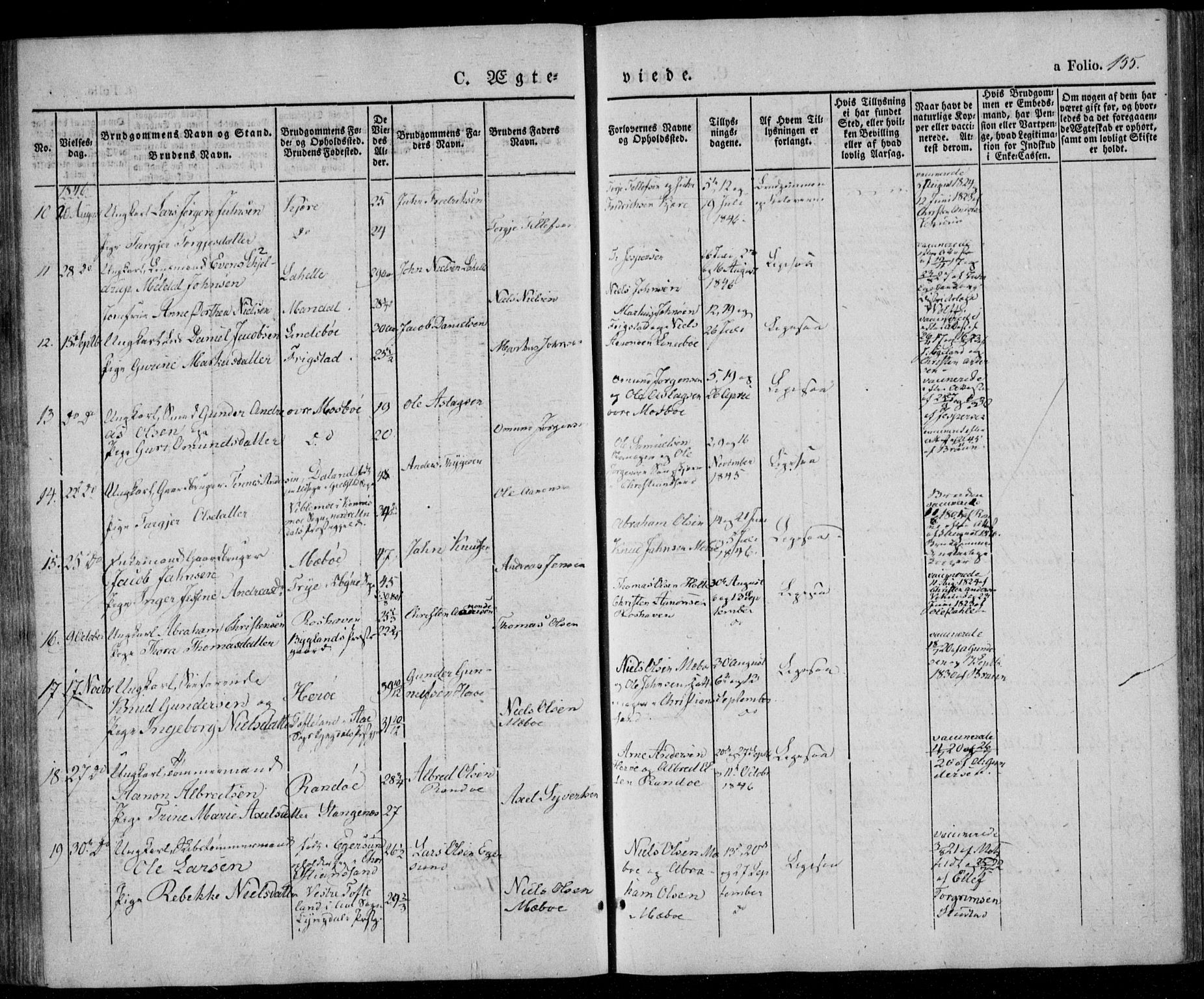 Oddernes sokneprestkontor, AV/SAK-1111-0033/F/Fa/Faa/L0006: Parish register (official) no. A 6, 1838-1851, p. 155