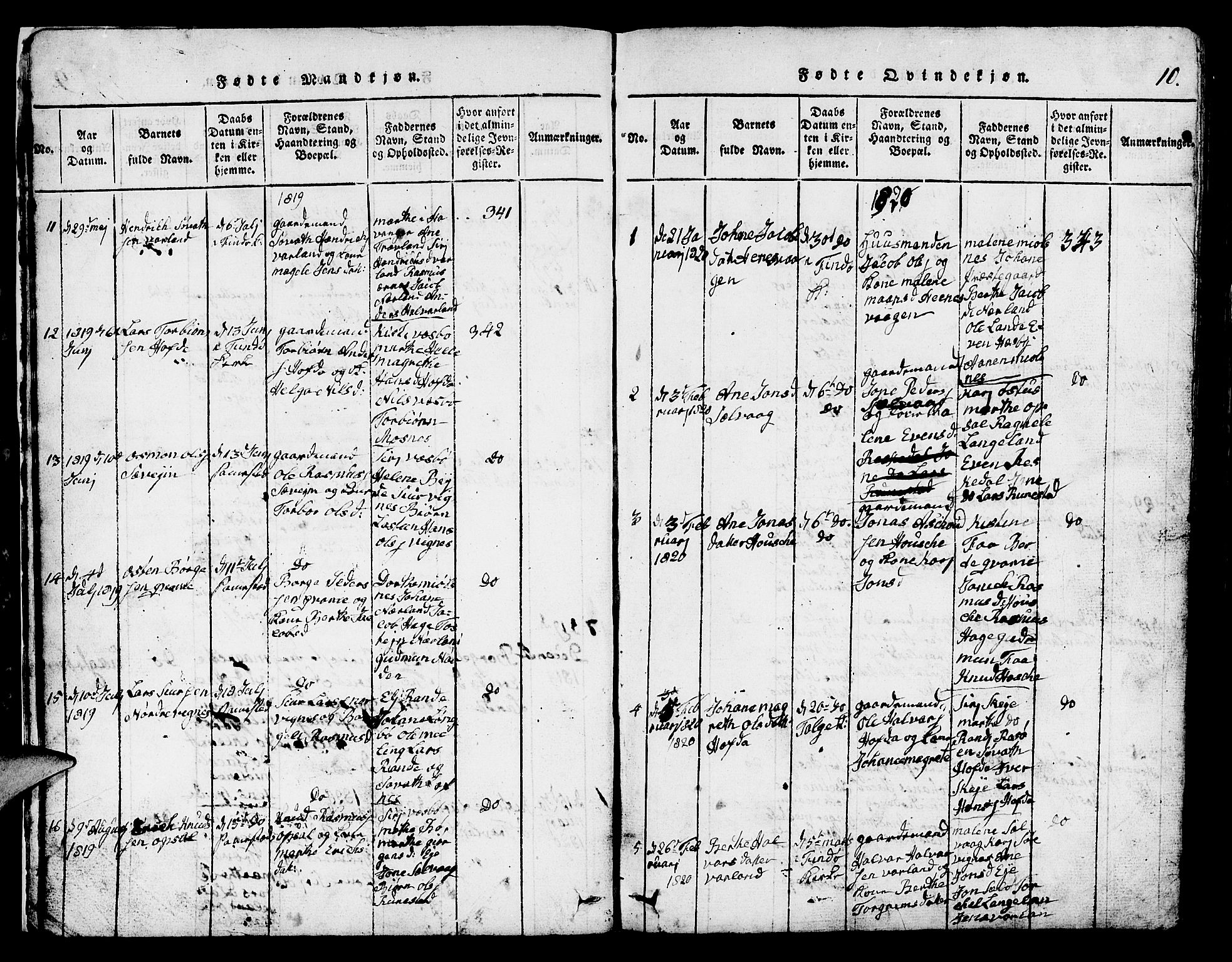 Finnøy sokneprestkontor, SAST/A-101825/H/Ha/Hab/L0001: Parish register (copy) no. B 1, 1816-1856, p. 10