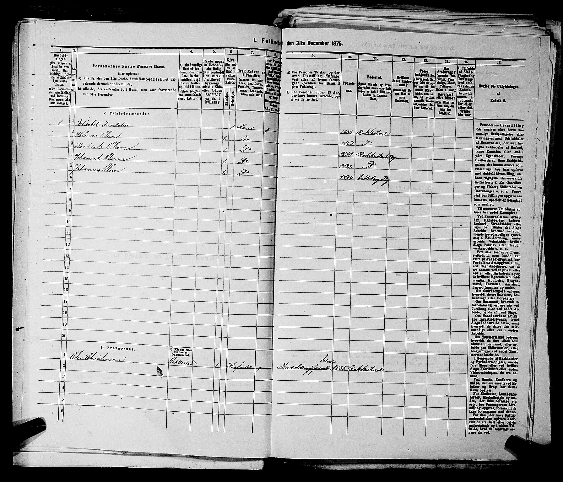 RA, 1875 census for 0125P Eidsberg, 1875, p. 1206