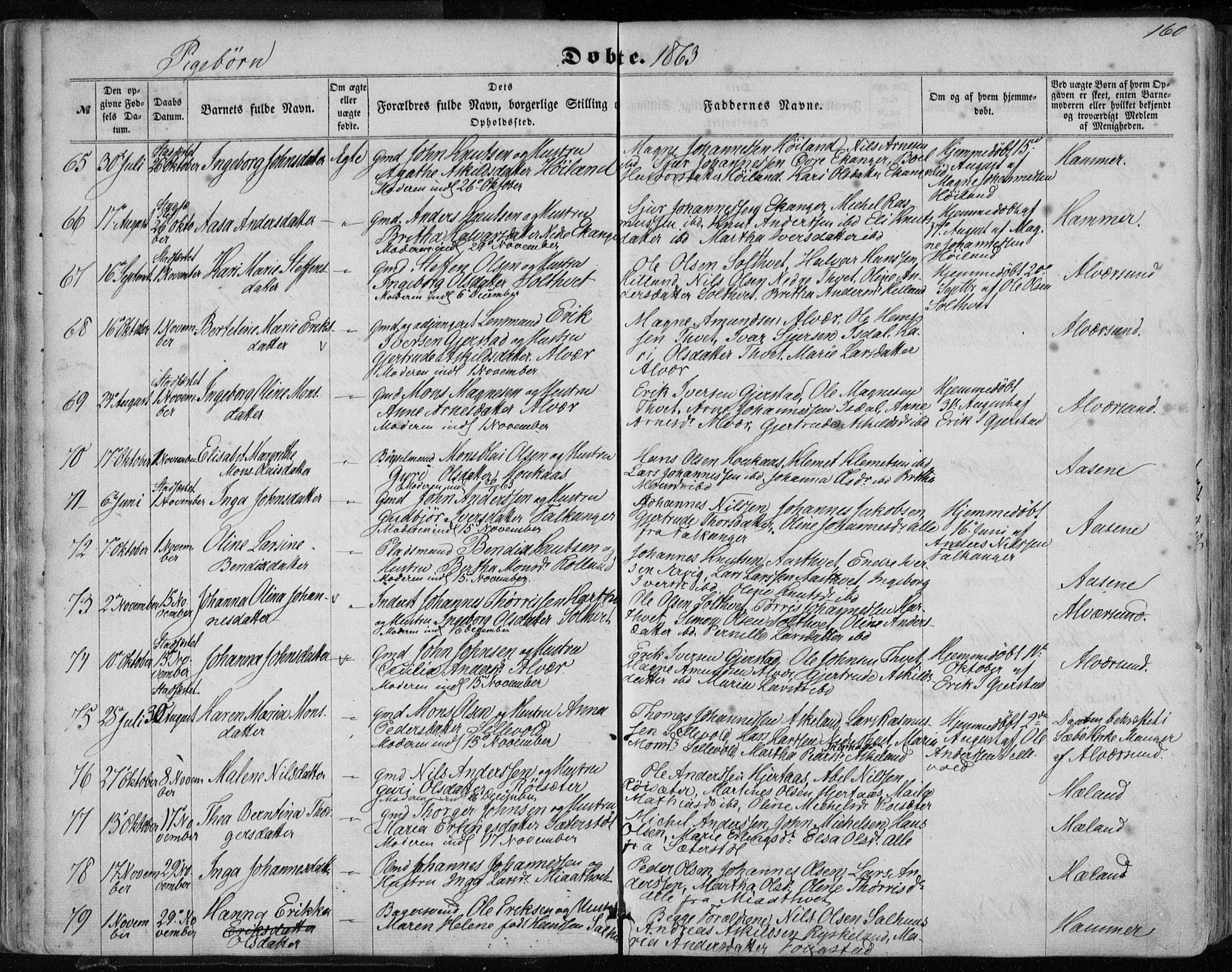Hamre sokneprestembete, SAB/A-75501/H/Ha/Haa/Haaa/L0014: Parish register (official) no. A 14, 1858-1872, p. 160