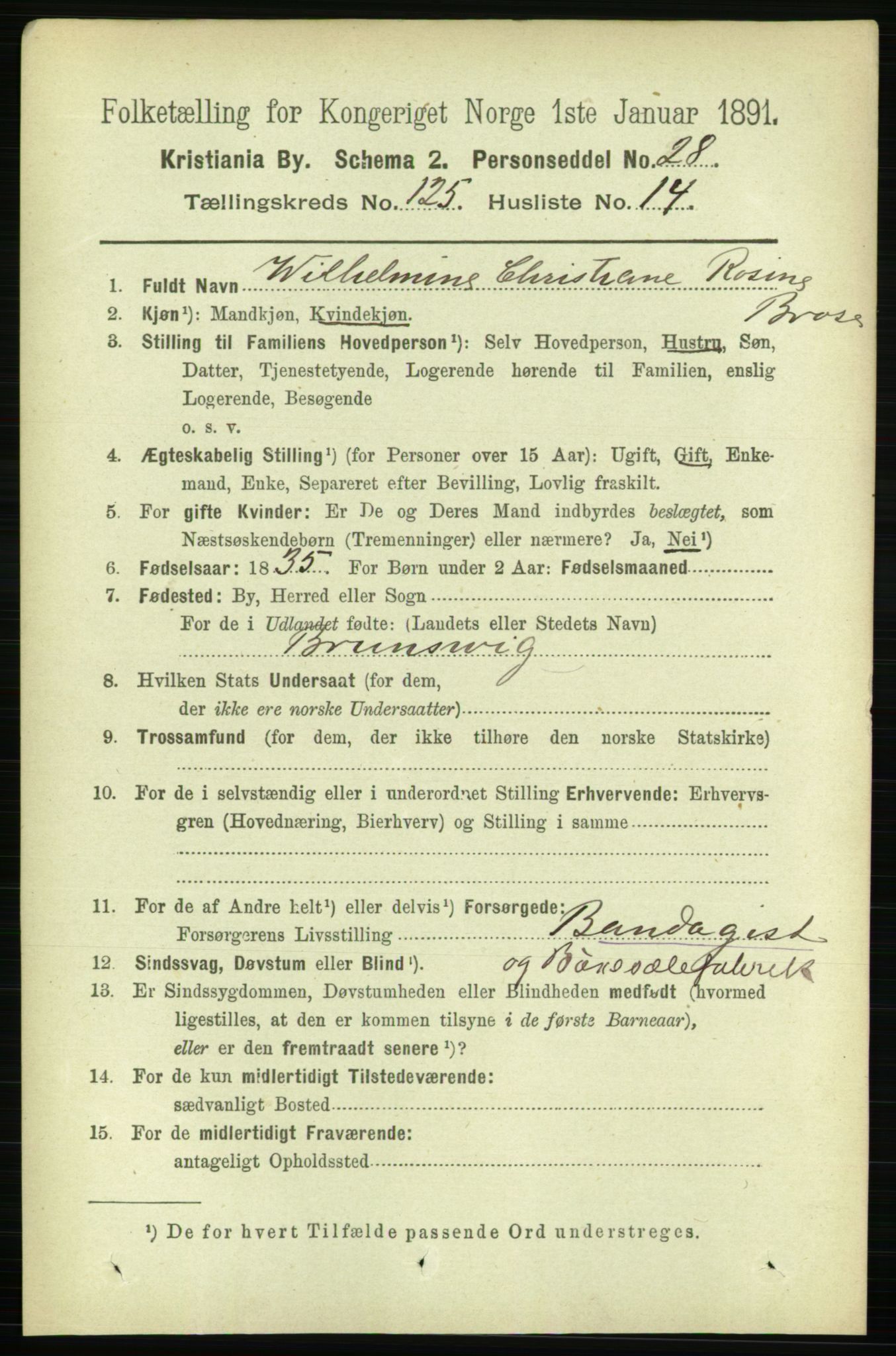 RA, 1891 census for 0301 Kristiania, 1891, p. 67070