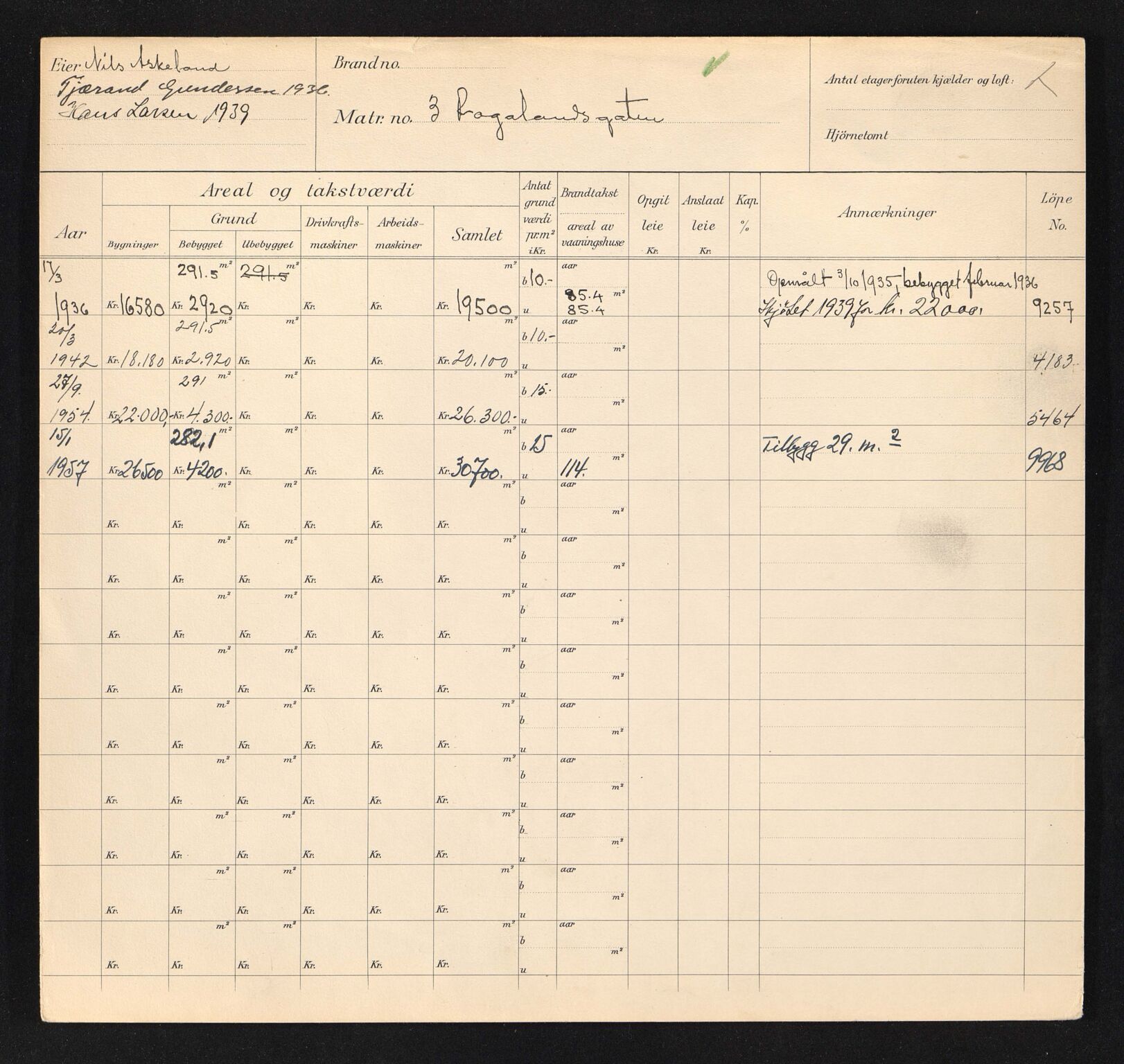 Stavanger kommune. Skattetakstvesenet, BYST/A-0440/F/Fa/Faa/L0037/0004: Skattetakstkort / Rogalandsgata 1 - 44