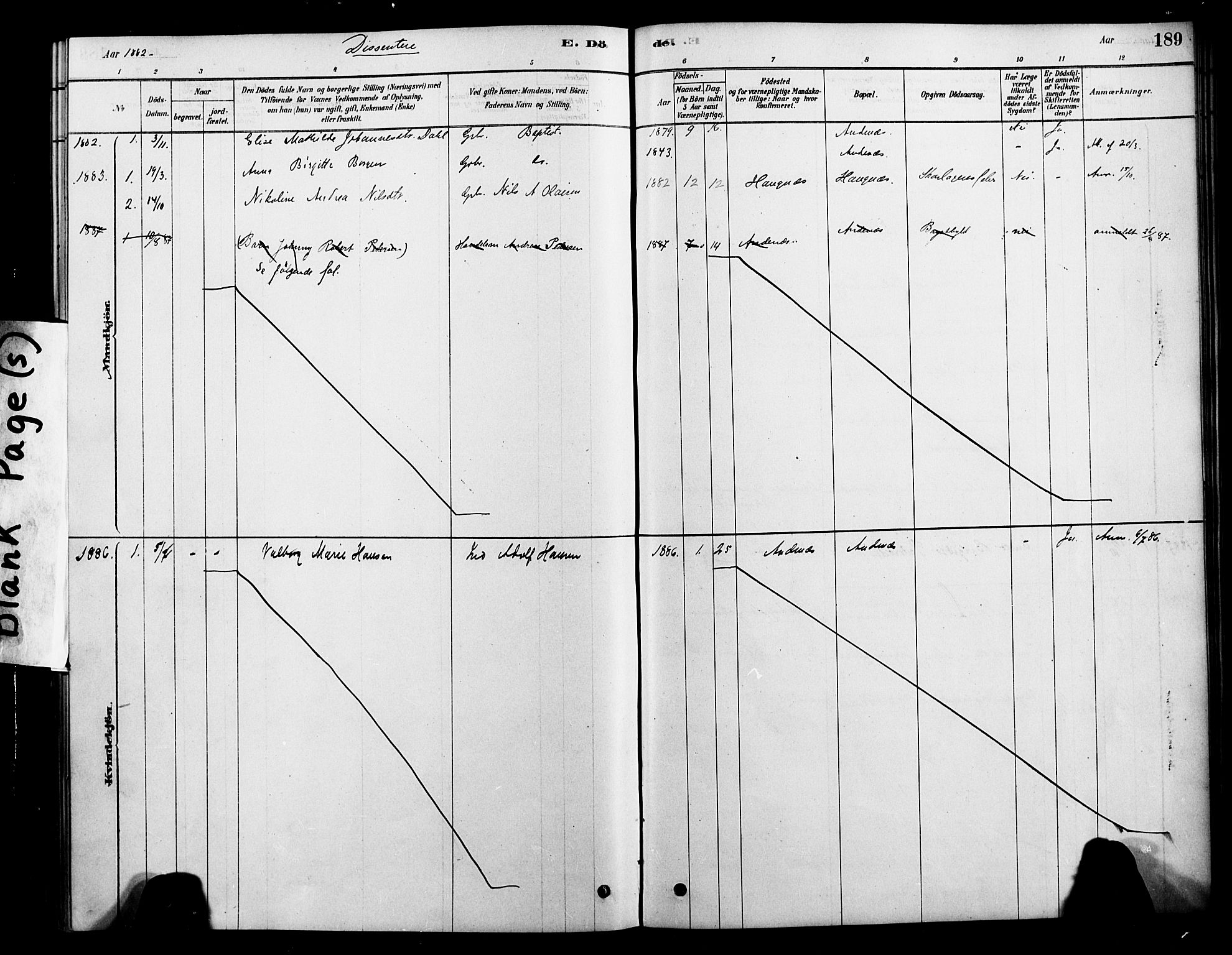 Ministerialprotokoller, klokkerbøker og fødselsregistre - Nordland, SAT/A-1459/899/L1436: Parish register (official) no. 899A04, 1881-1896, p. 189