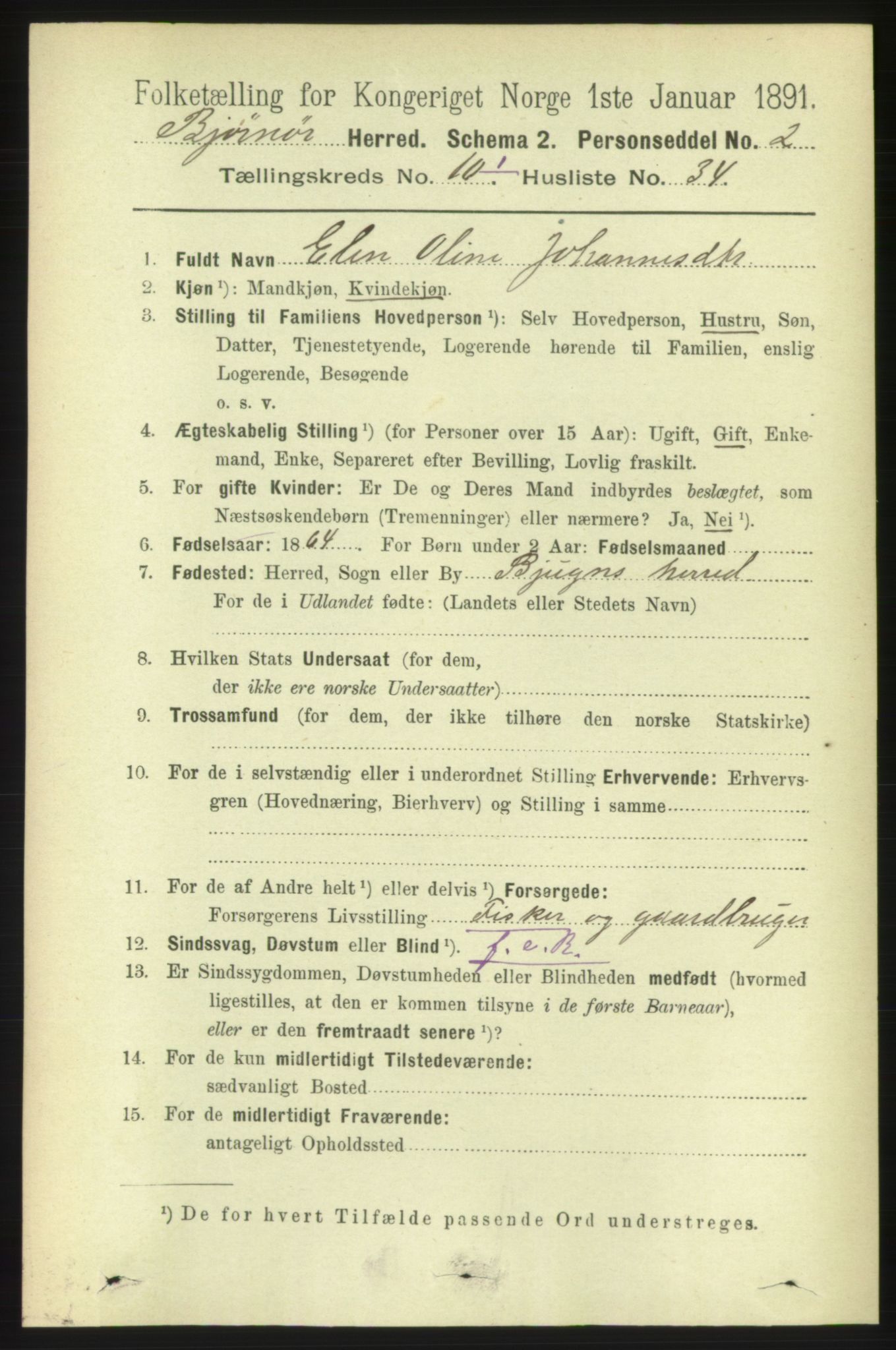 RA, 1891 census for 1632 Bjørnør, 1891, p. 4358