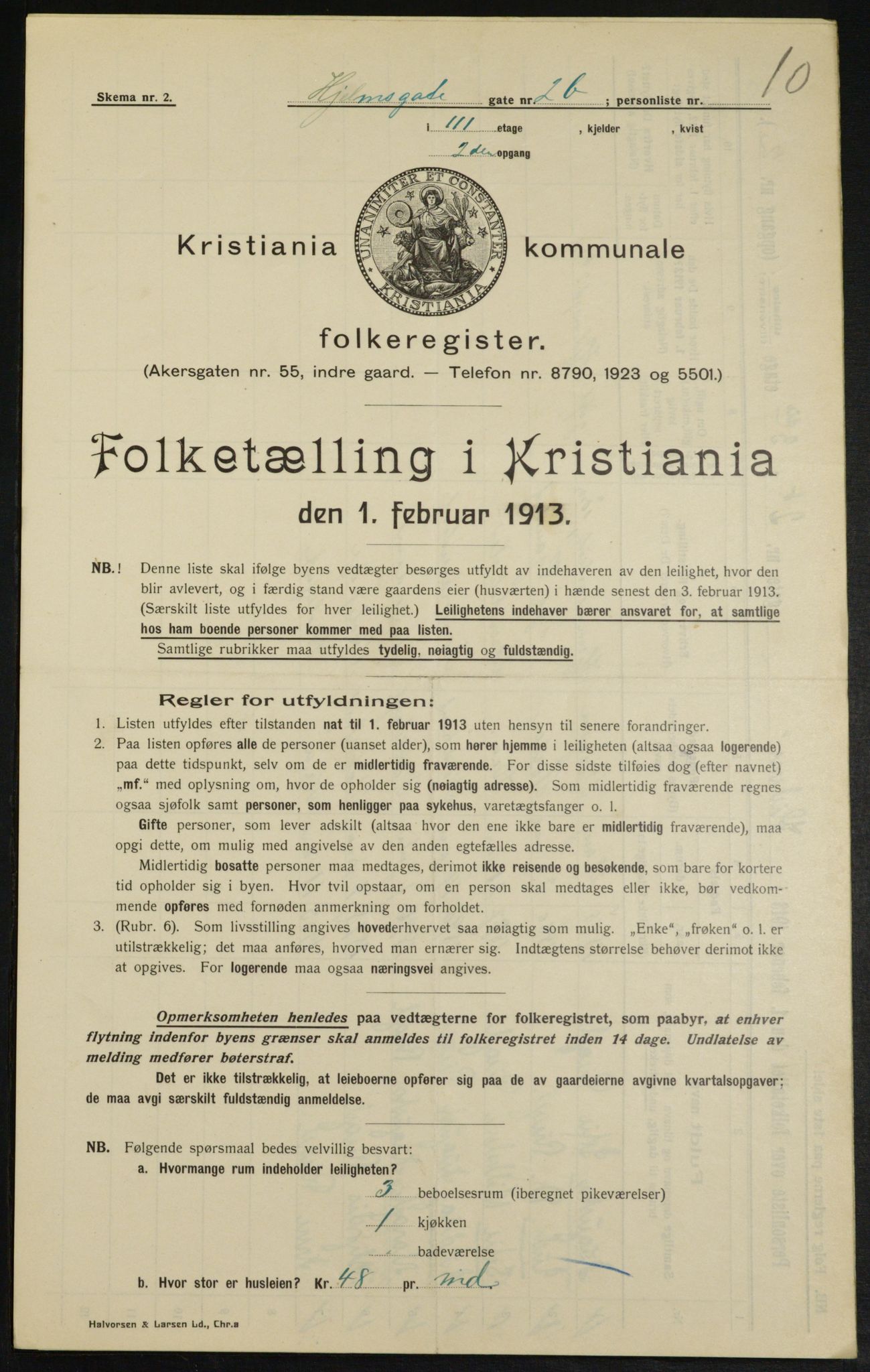 OBA, Municipal Census 1913 for Kristiania, 1913, p. 39985