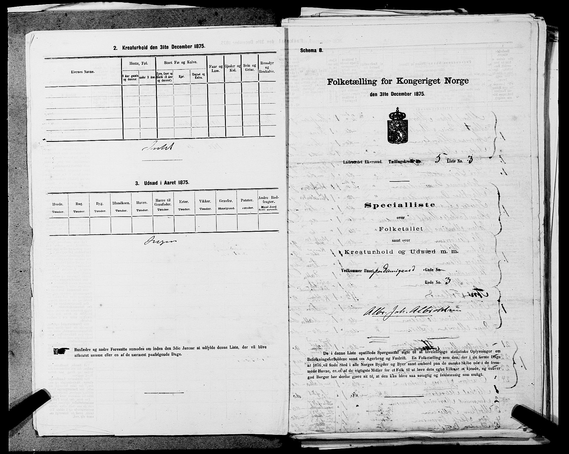 SAST, 1875 census for 1101B Eigersund parish, Egersund town, 1875, p. 436