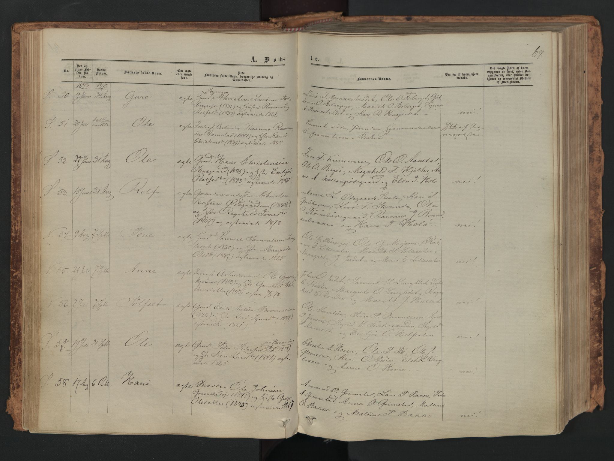 Skjåk prestekontor, SAH/PREST-072/H/Ha/Haa/L0001: Parish register (official) no. 1, 1863-1879, p. 67