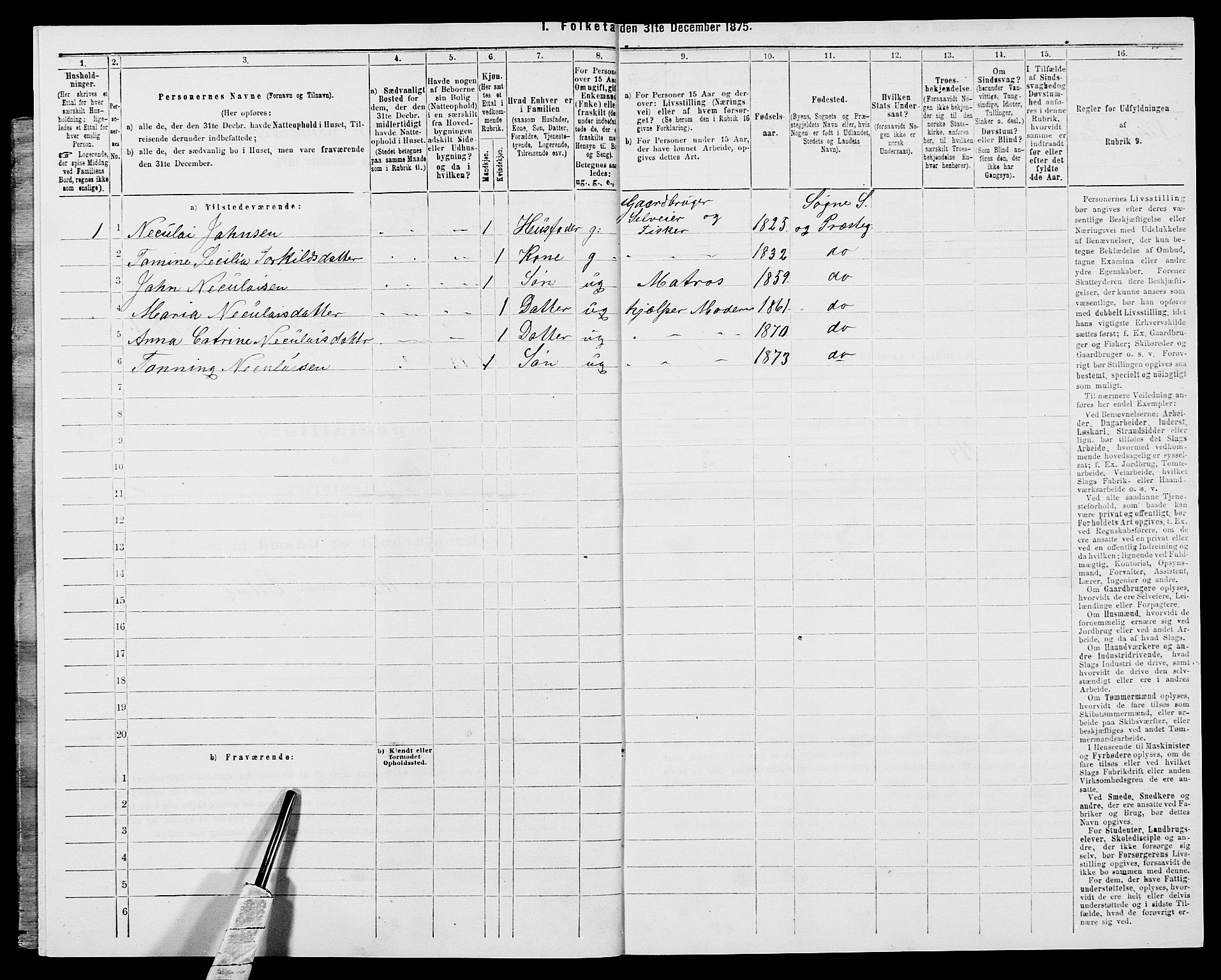 SAK, 1875 census for 1018P Søgne, 1875, p. 674