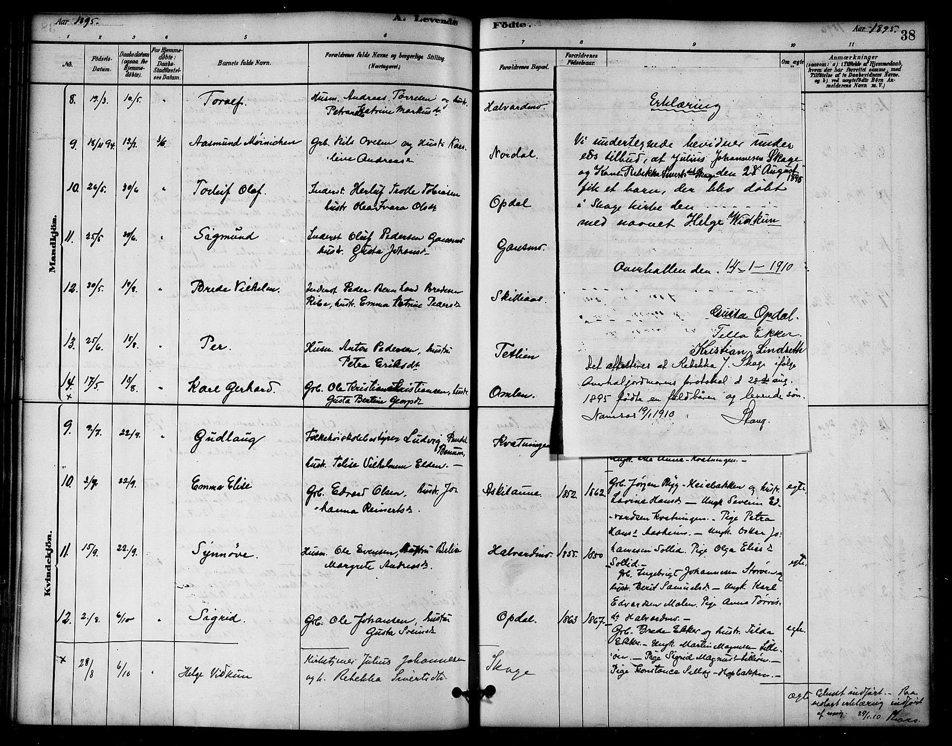 Ministerialprotokoller, klokkerbøker og fødselsregistre - Nord-Trøndelag, SAT/A-1458/766/L0563: Parish register (official) no. 767A01, 1881-1899, p. 38