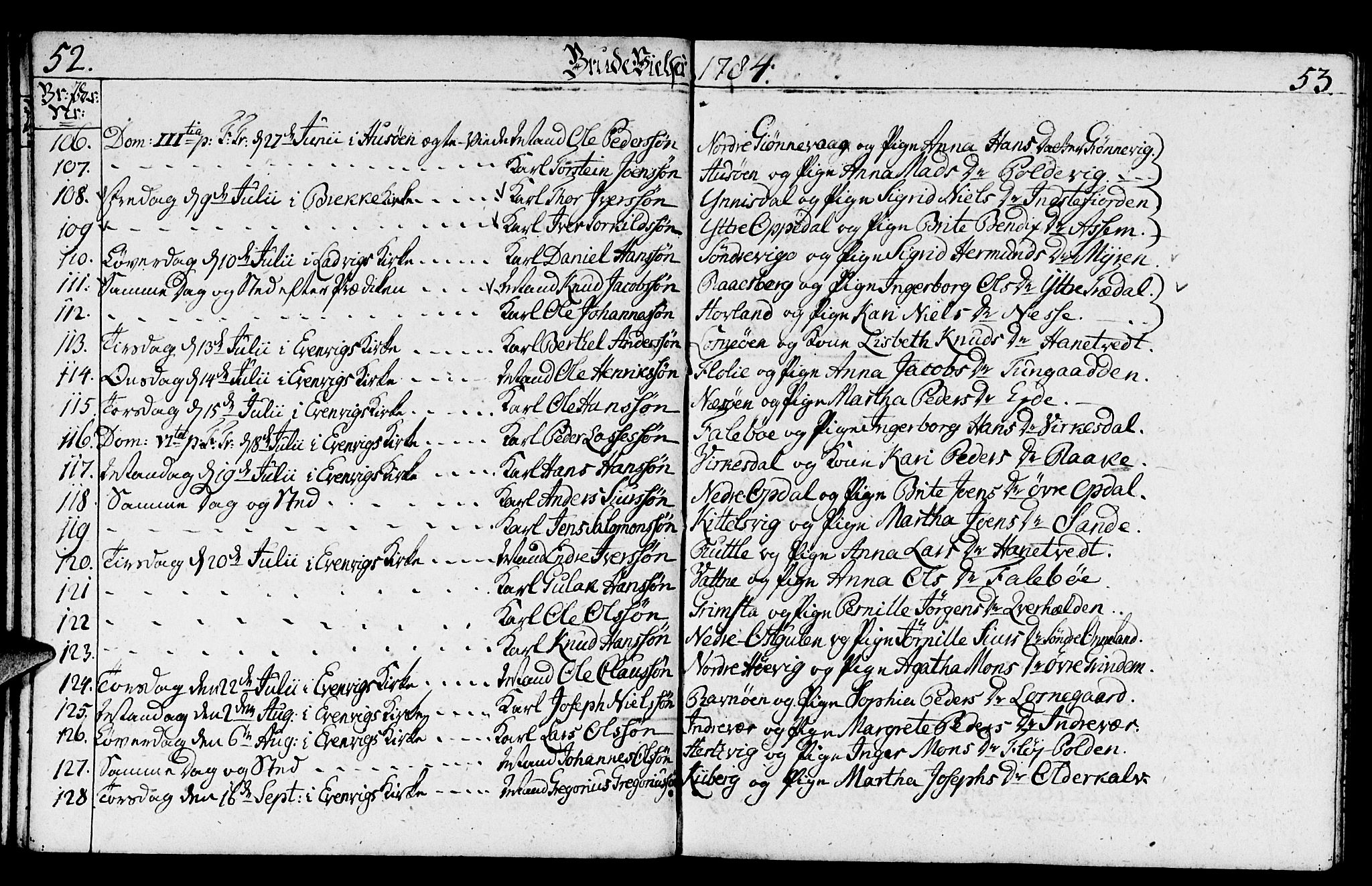 Gulen sokneprestembete, SAB/A-80201/H/Haa/Haaa/L0014: Parish register (official) no. A 14, 1779-1788, p. 52-53