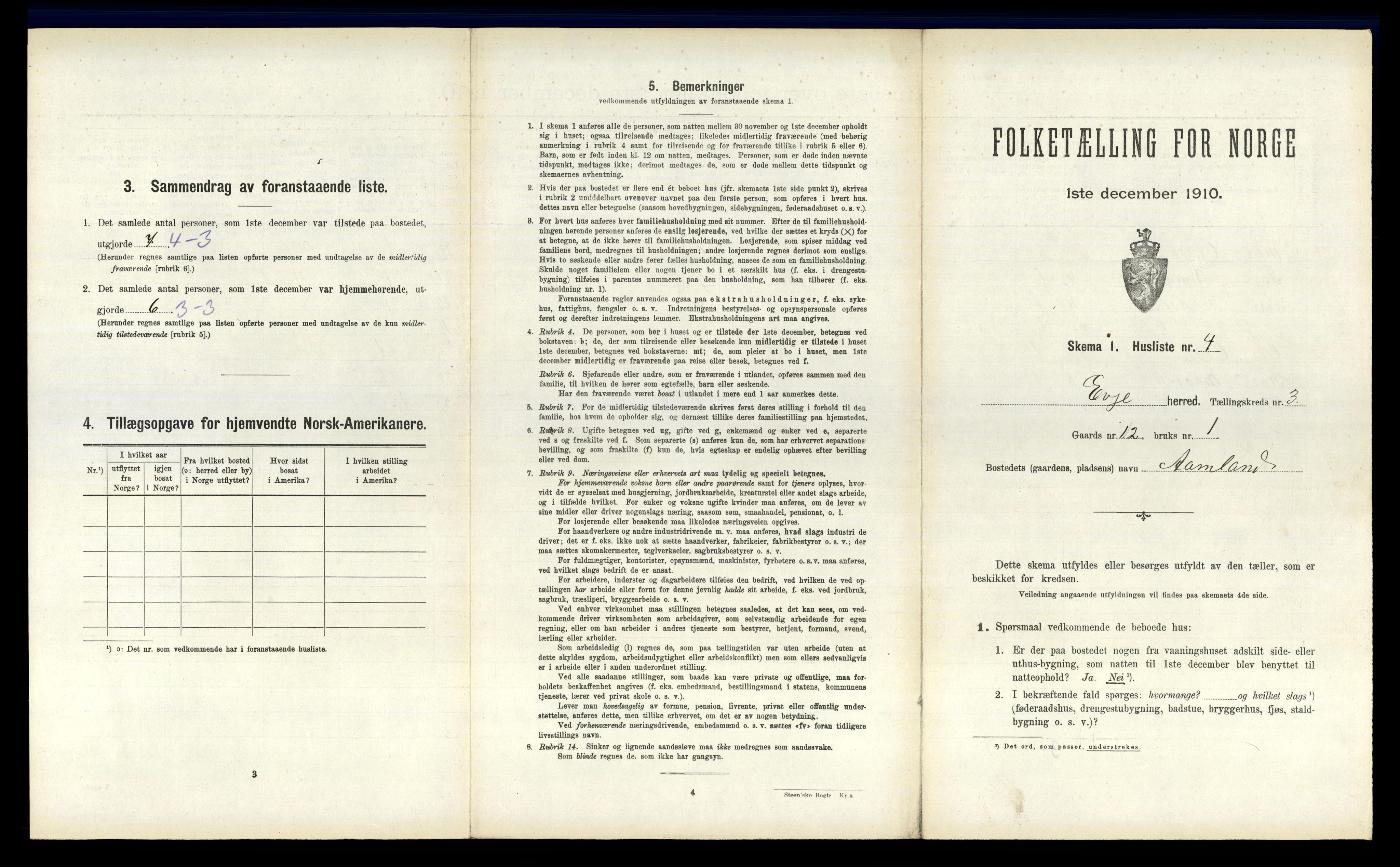 RA, 1910 census for Evje, 1910, p. 102