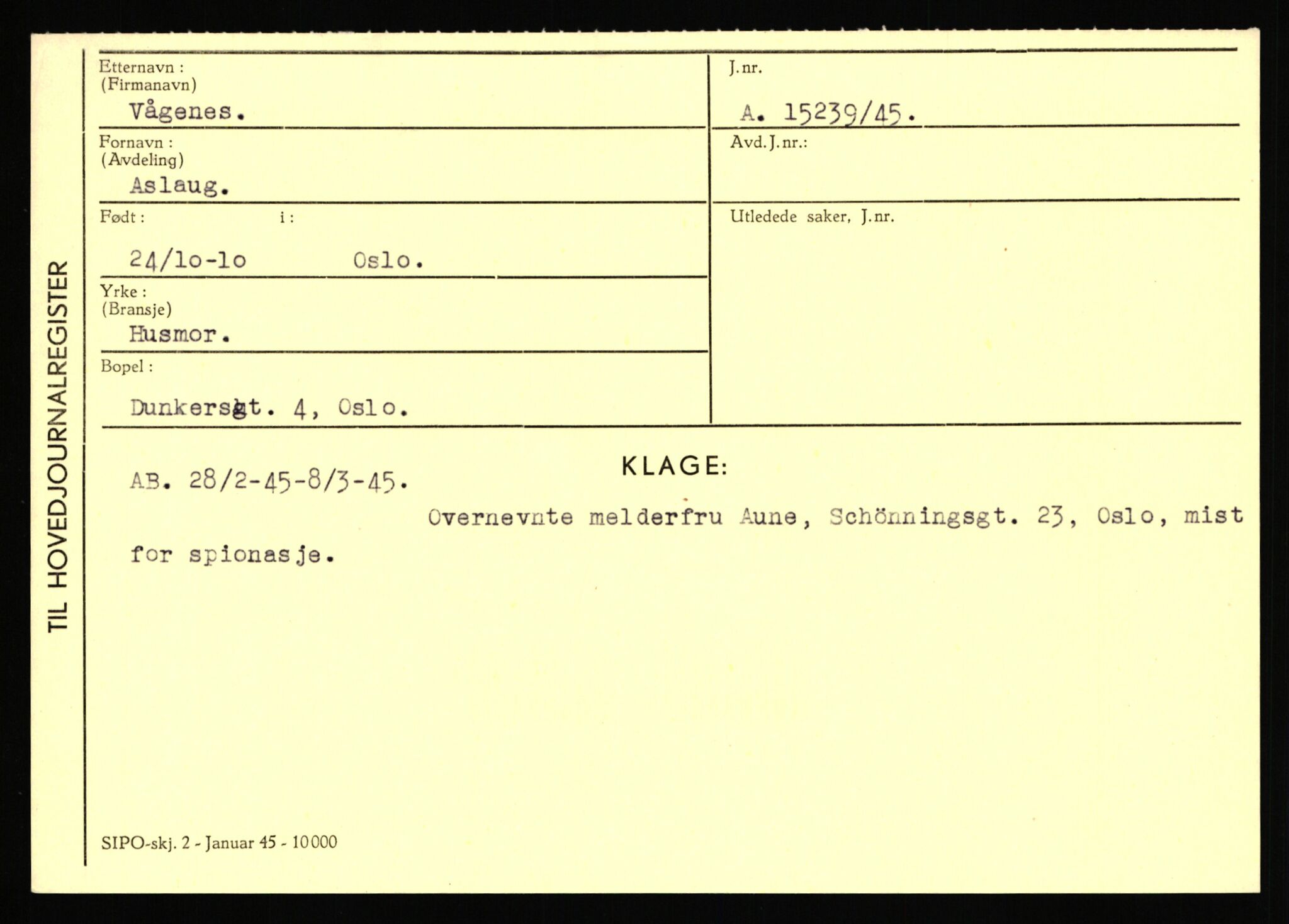 Statspolitiet - Hovedkontoret / Osloavdelingen, AV/RA-S-1329/C/Ca/L0016: Uberg - Øystese, 1943-1945, p. 453