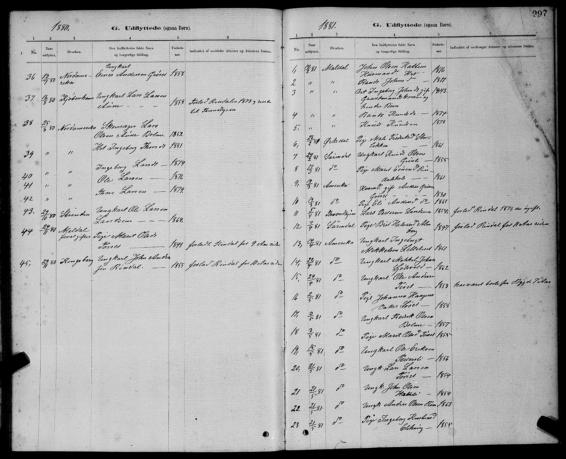 Ministerialprotokoller, klokkerbøker og fødselsregistre - Møre og Romsdal, AV/SAT-A-1454/598/L1077: Parish register (copy) no. 598C02, 1879-1891, p. 297