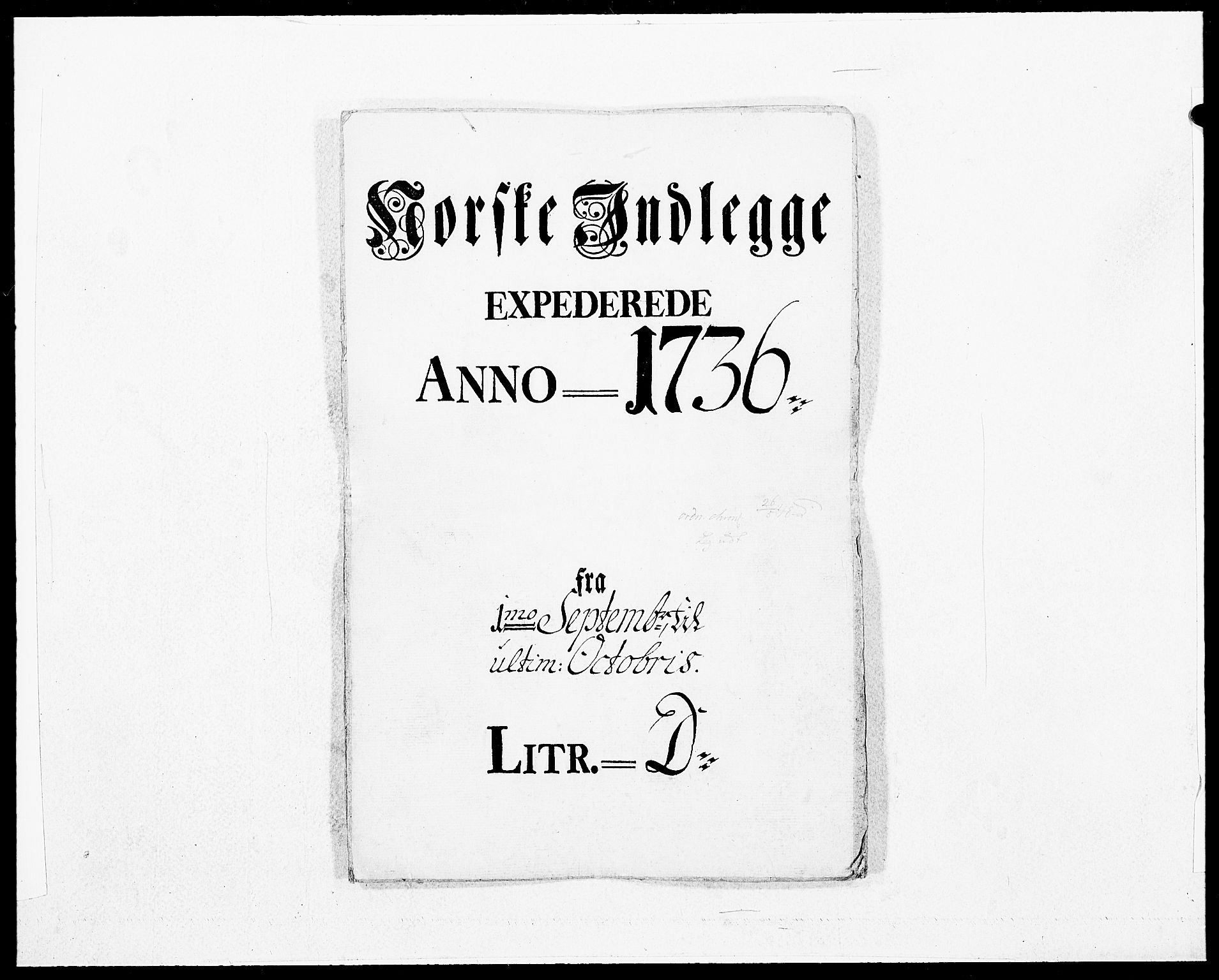 Danske Kanselli 1572-1799, AV/RA-EA-3023/F/Fc/Fcc/Fcca/L0123: Norske innlegg 1572-1799, 1736, p. 1