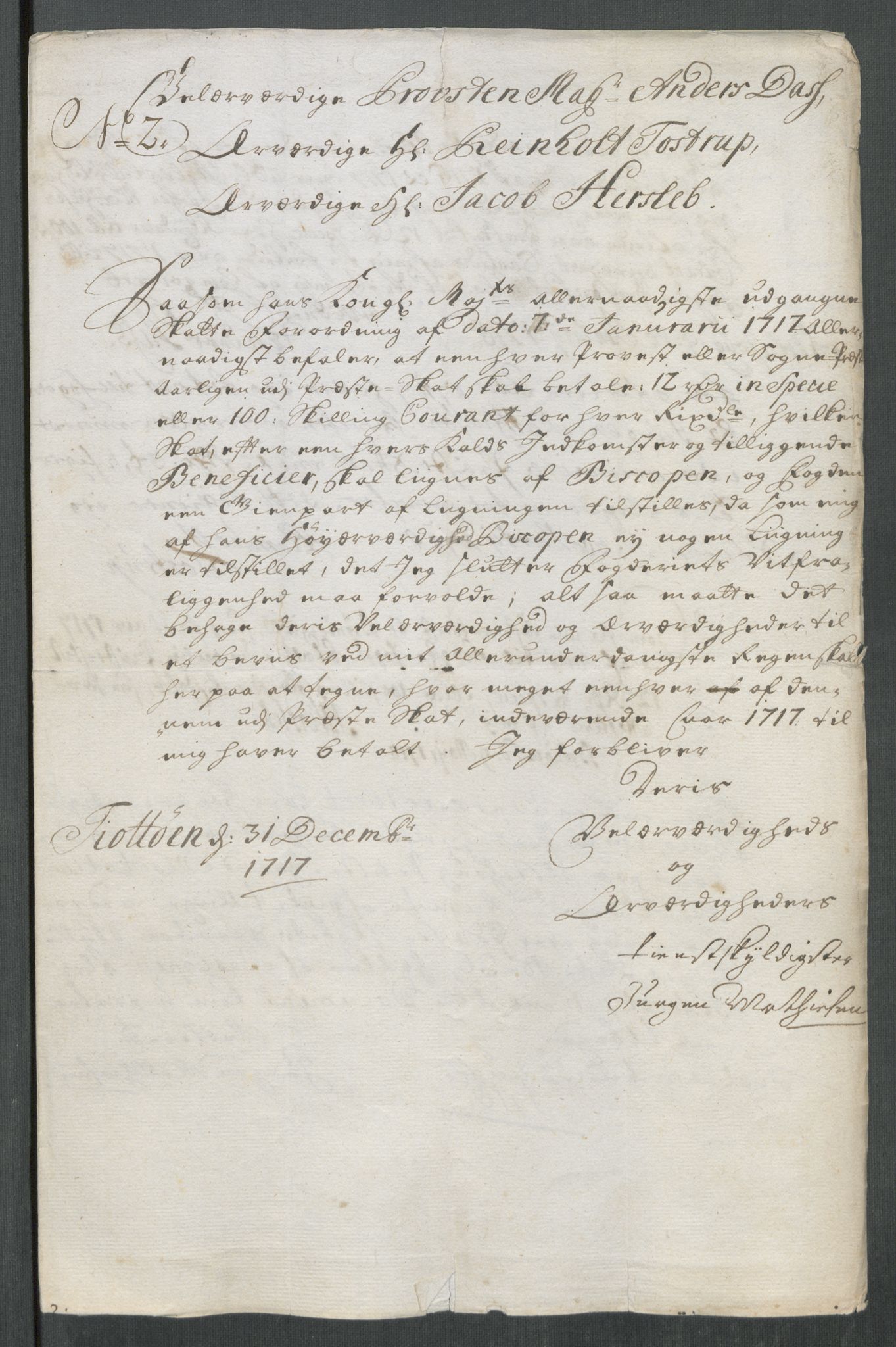 Rentekammeret inntil 1814, Reviderte regnskaper, Fogderegnskap, RA/EA-4092/R65/L4515: Fogderegnskap Helgeland, 1717, p. 101