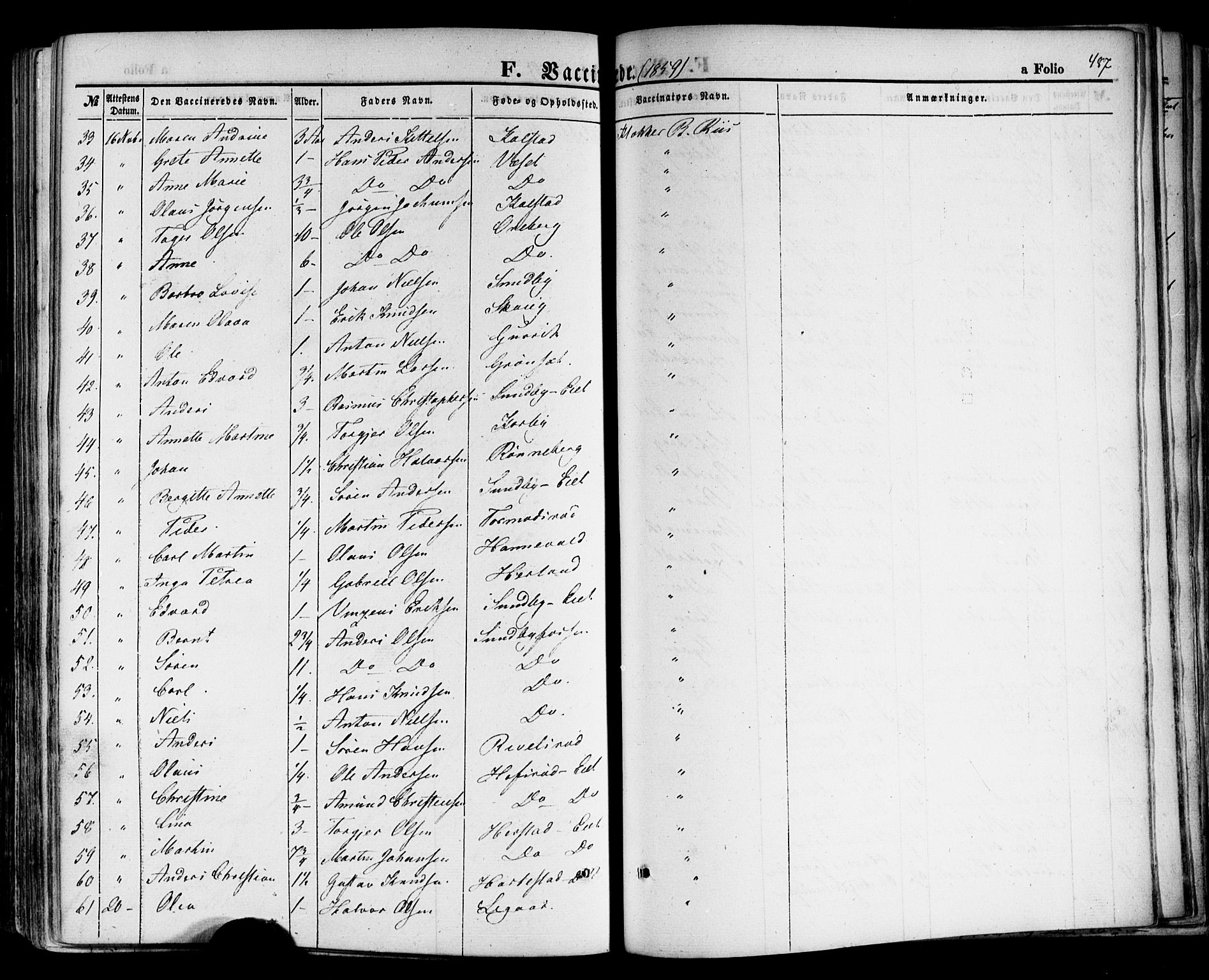 Hof kirkebøker, SAKO/A-64/F/Fa/L0006: Parish register (official) no. I 6, 1851-1877, p. 487