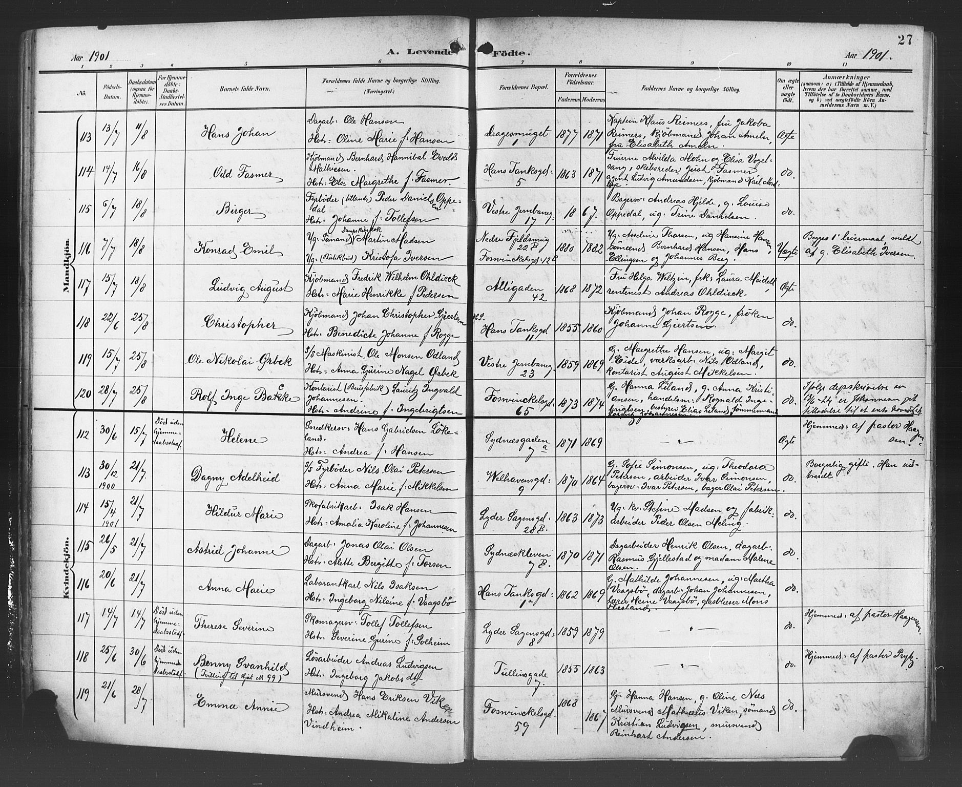 Johanneskirken sokneprestembete, AV/SAB-A-76001/H/Hab: Parish register (copy) no. A 2, 1900-1912, p. 27