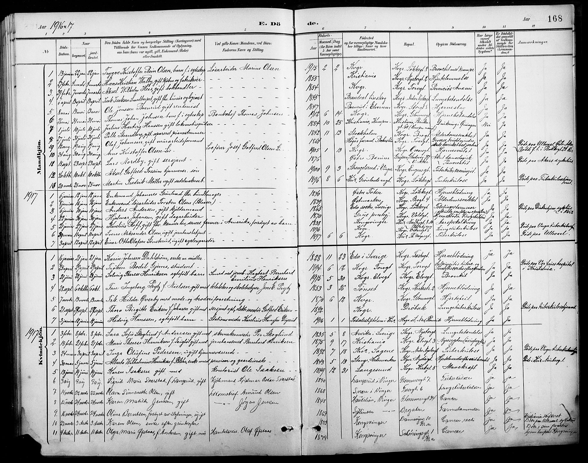 Vinger prestekontor, AV/SAH-PREST-024/H/Ha/Hab/L0005: Parish register (copy) no. 5, 1895-1920, p. 168