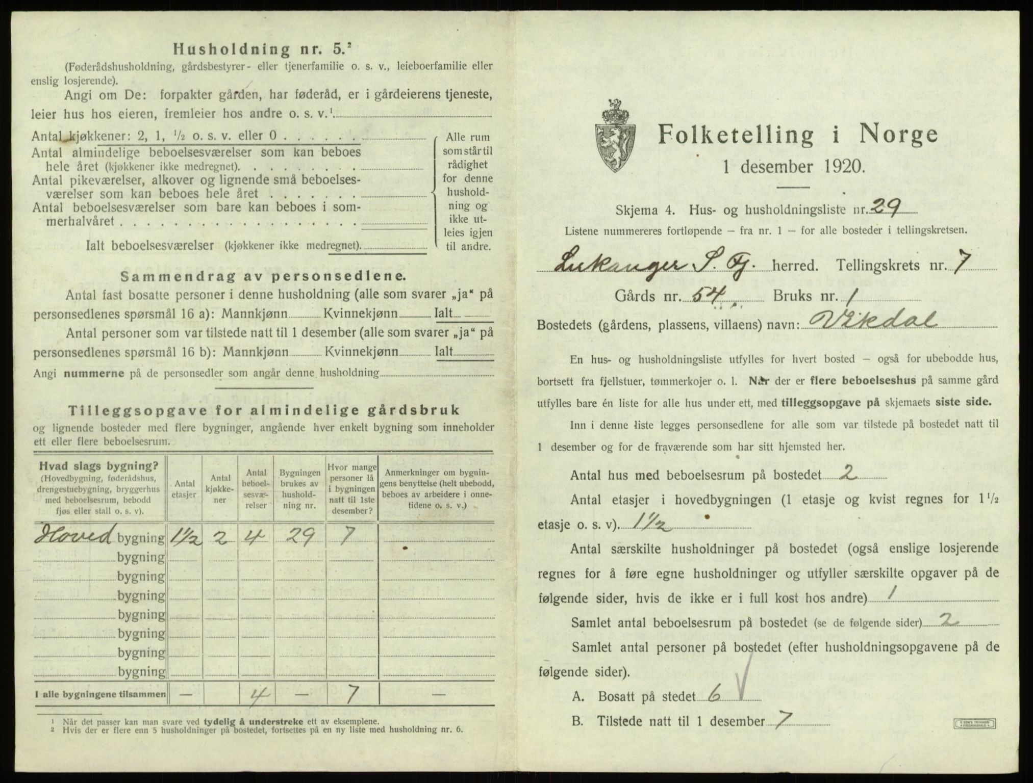 SAB, 1920 census for Leikanger, 1920, p. 752