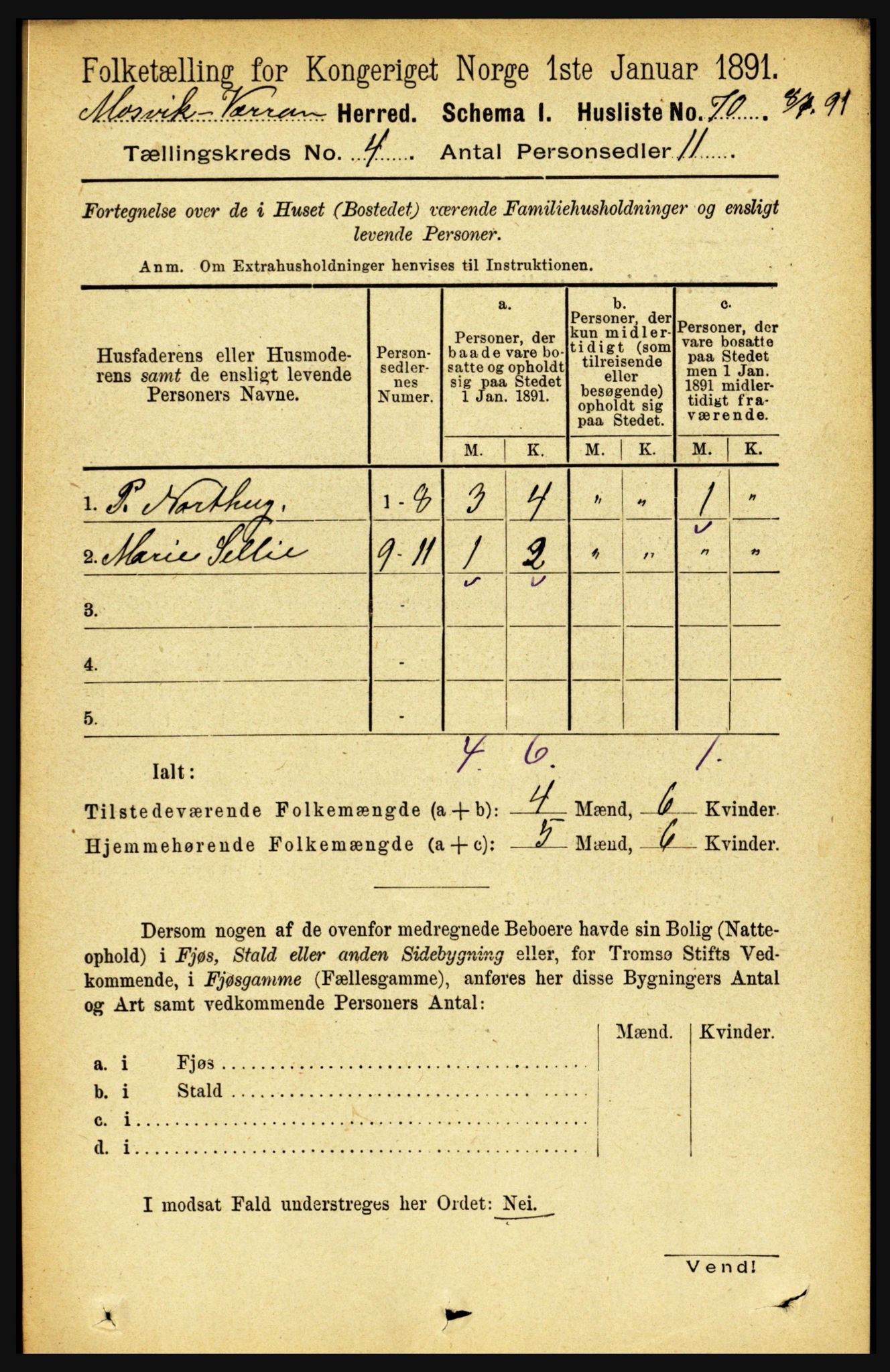 RA, 1891 census for 1723 Mosvik og Verran, 1891, p. 1387