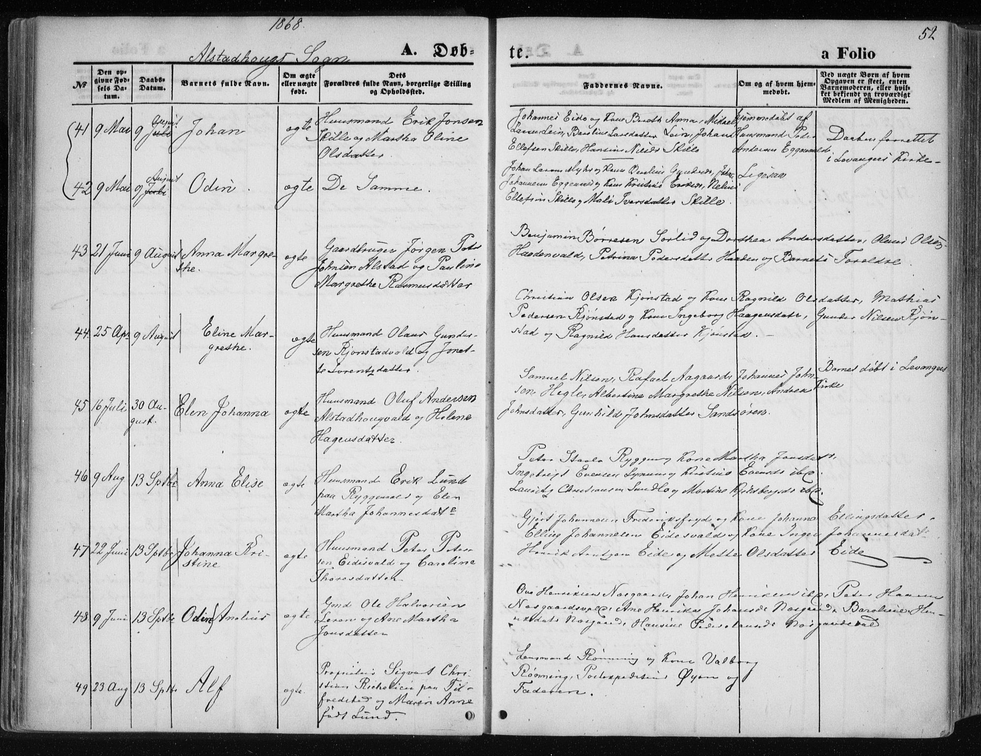 Ministerialprotokoller, klokkerbøker og fødselsregistre - Nord-Trøndelag, SAT/A-1458/717/L0157: Parish register (official) no. 717A08 /1, 1863-1877, p. 52