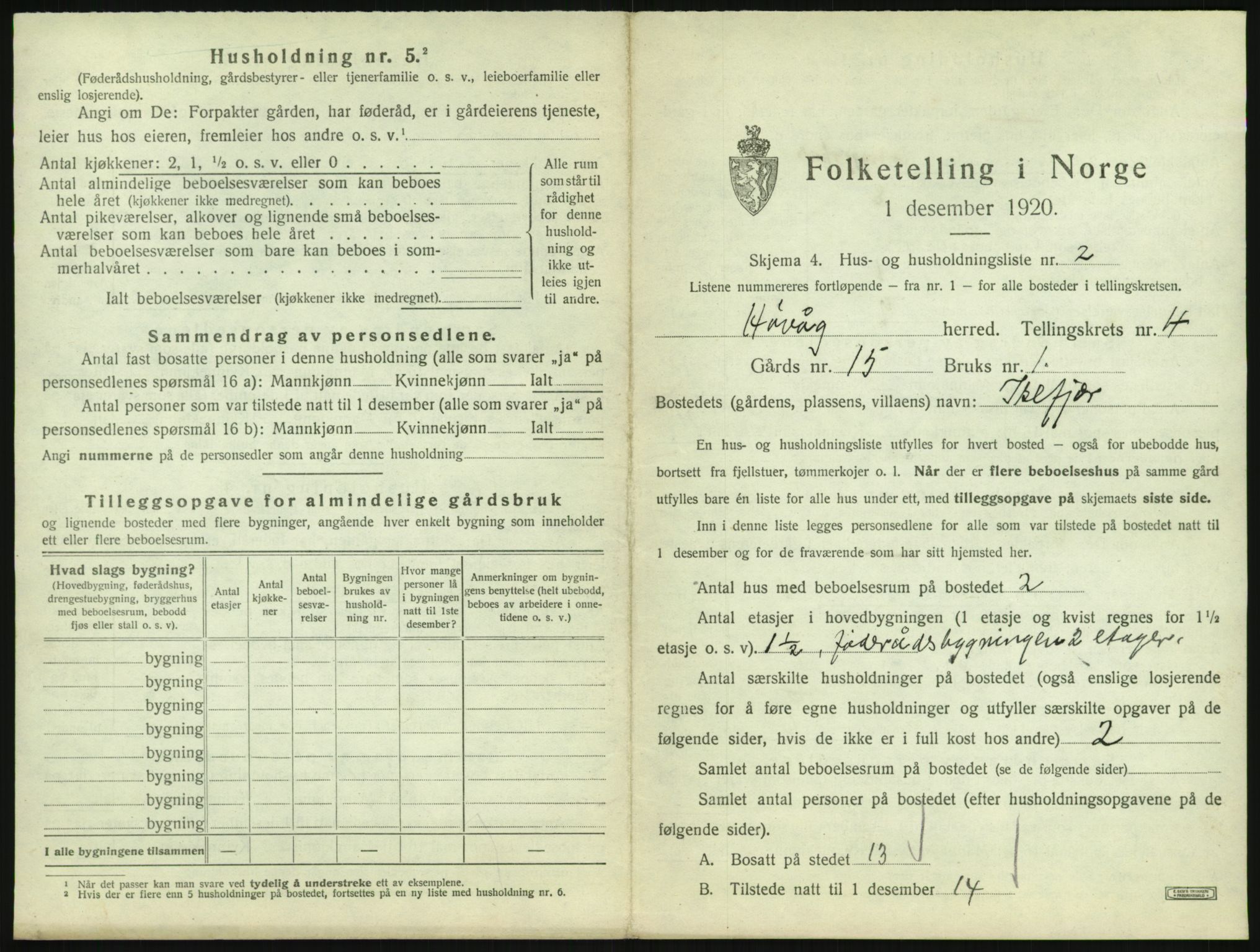 SAK, 1920 census for Høvåg, 1920, p. 320