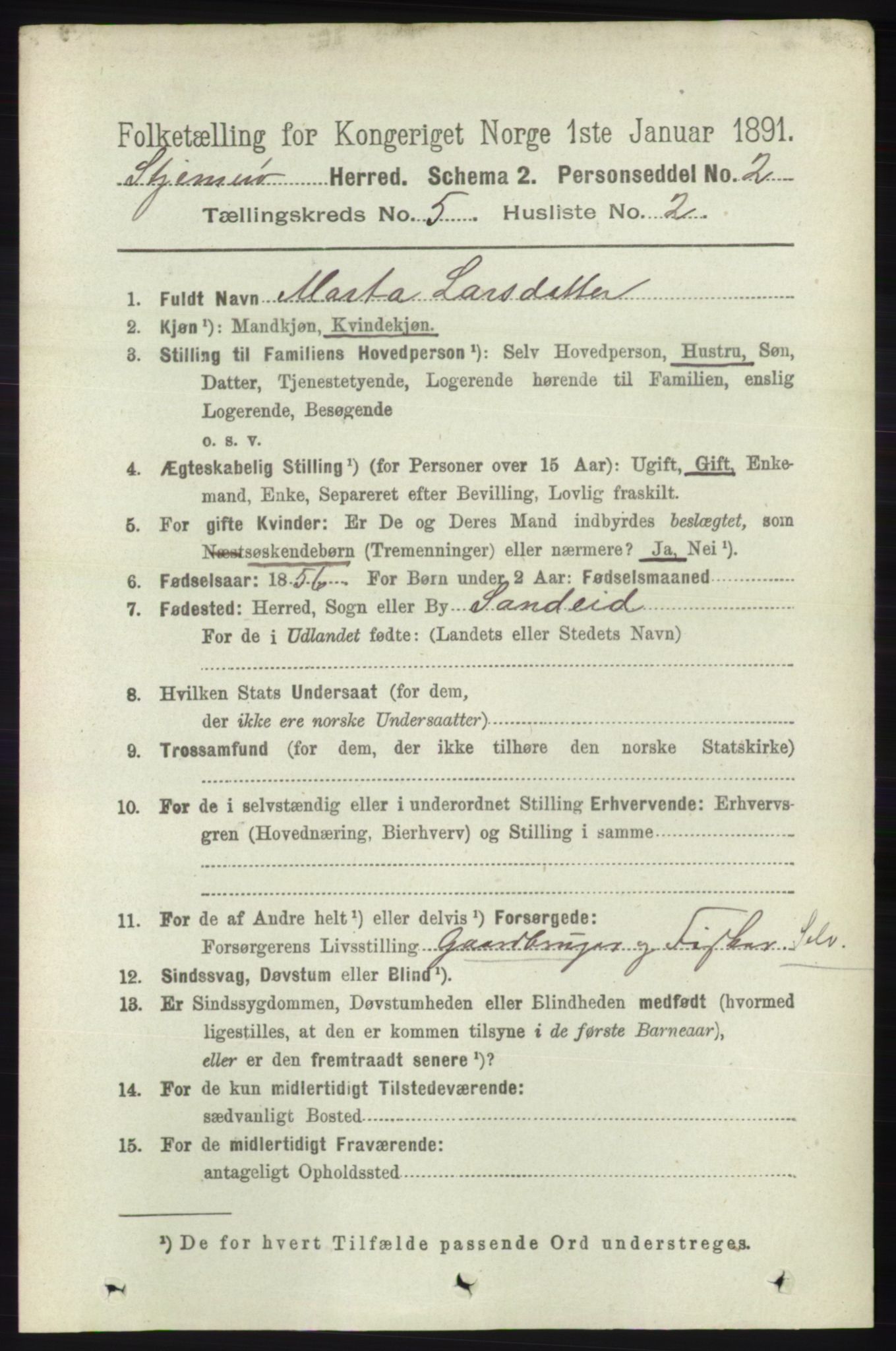 RA, 1891 census for 1140 Sjernarøy, 1891, p. 818